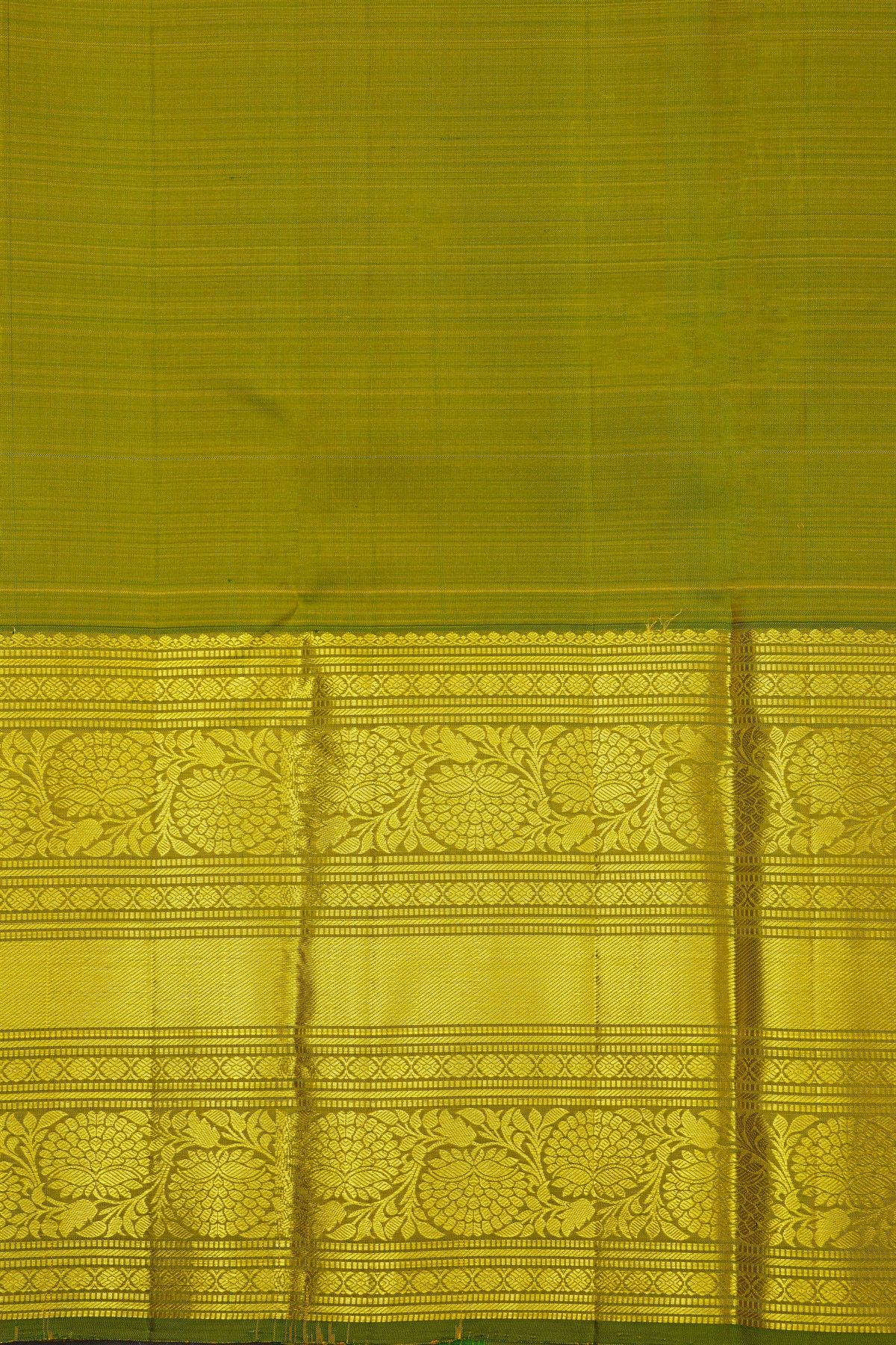 Kancheepuram Silk Orange Saree With Florals And Leaves Jaal Border