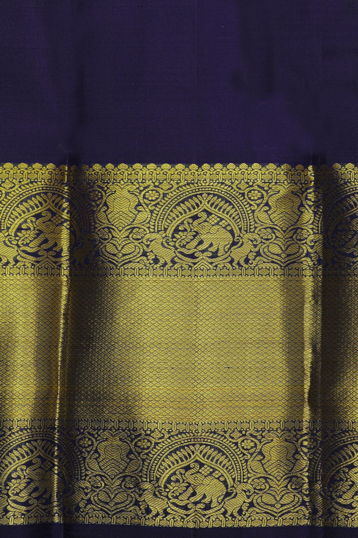 Kancheepuram Silk Royal Blue Saree With Florals And Buttis Body