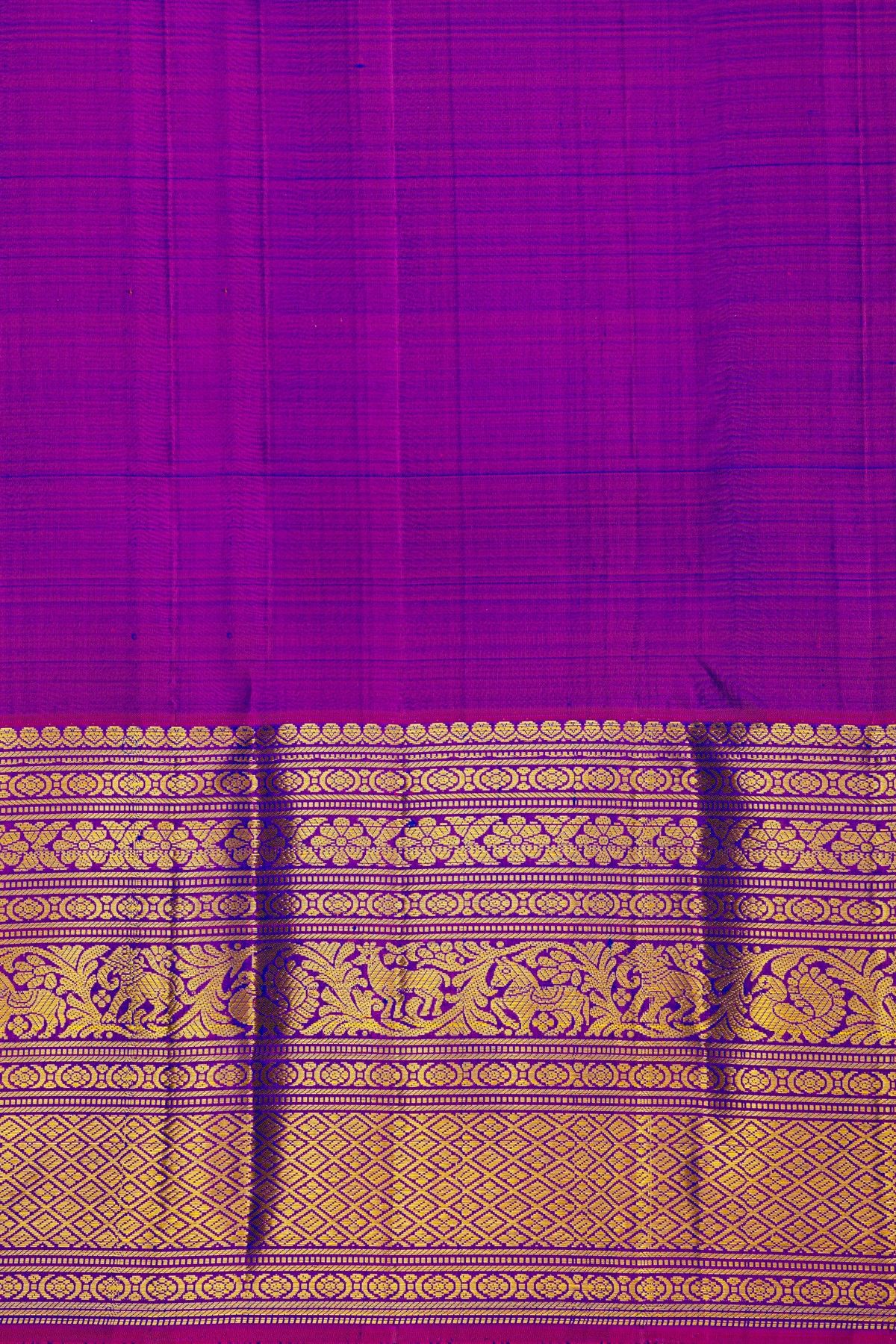 Kancheepuram Silk Blue Saree With Yalis And Peacocks Diamond Border