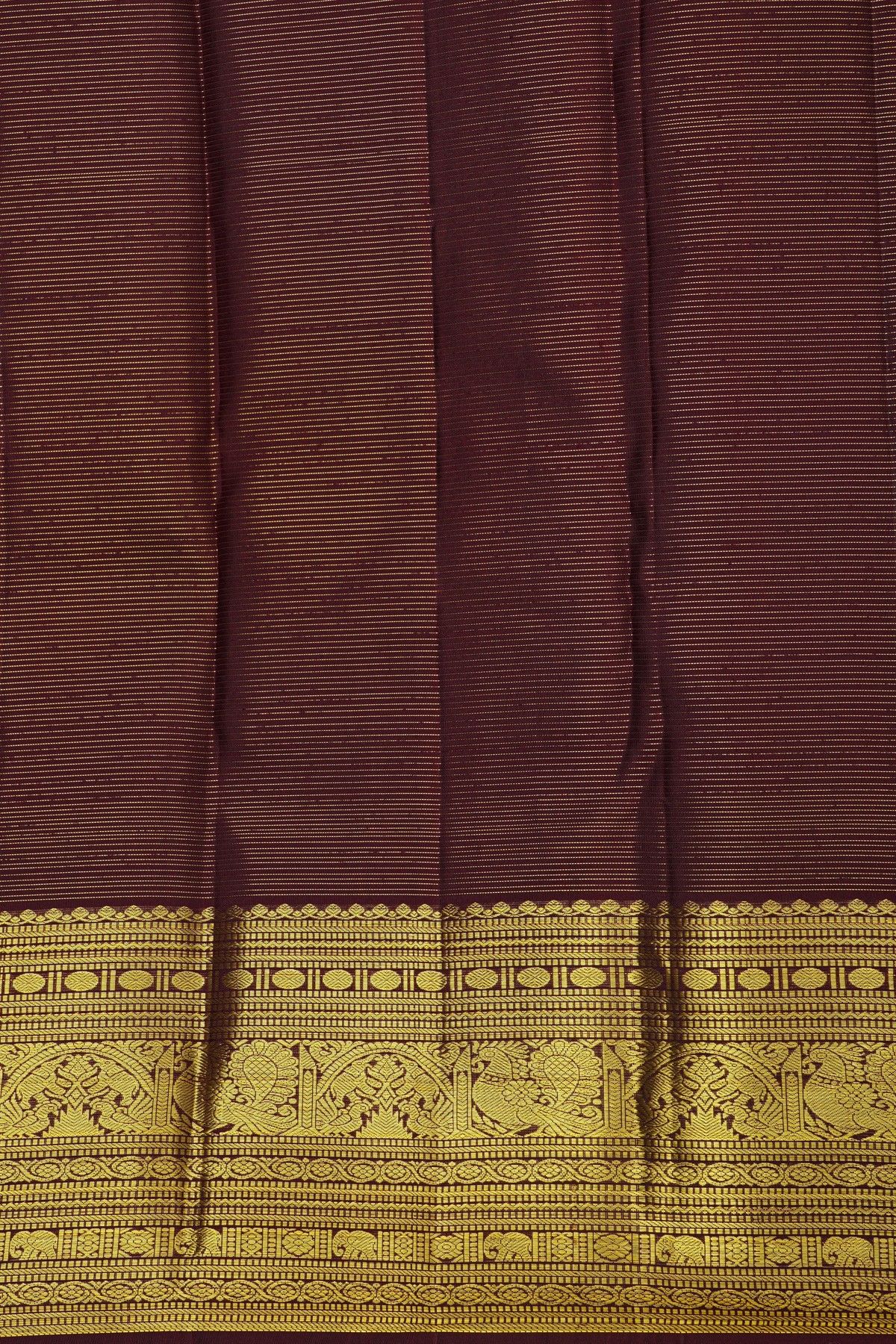 Kancheepuram Silk Mint Green Saree With Florals And Peacocks Border