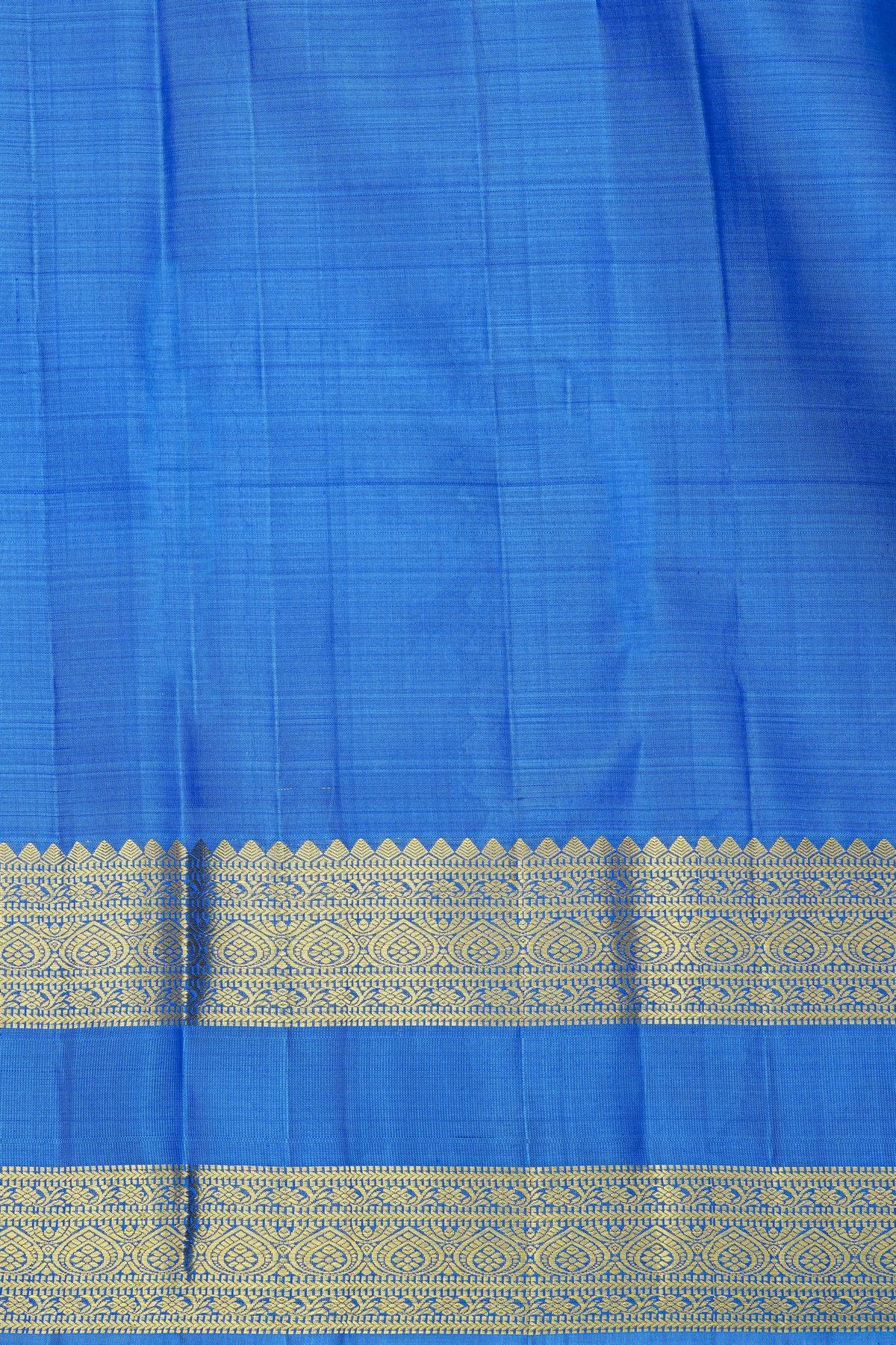 Kancheepuram Silk Sky Blue Saree With Checks And Floral Buttis Body