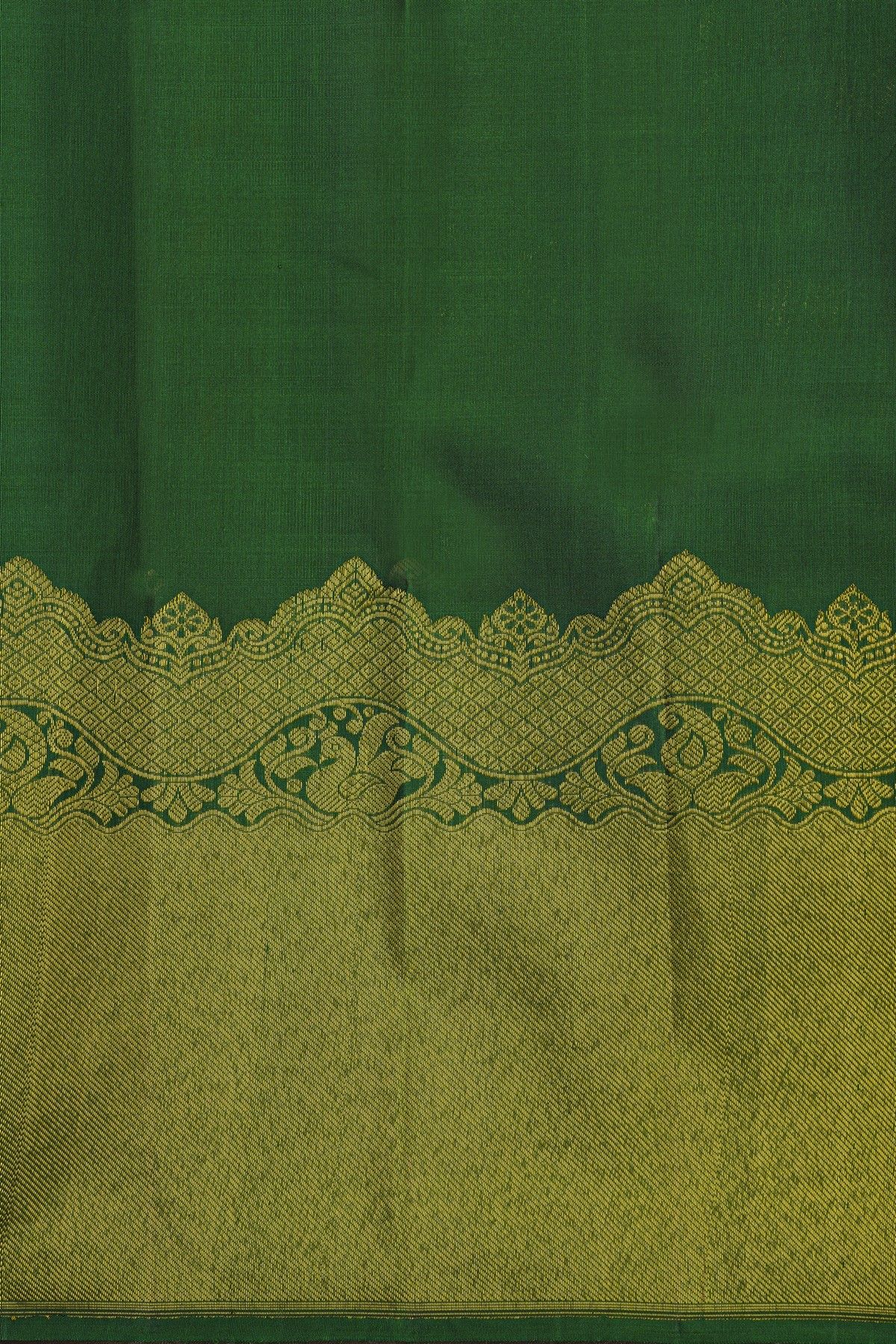 Kancheepuram Silk Orange Saree With Florals And Buttis Body