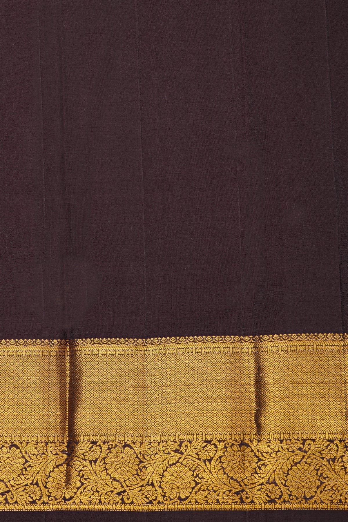 Kancheepuram Silk Dark Brown Saree With Diamonds And Florals Border