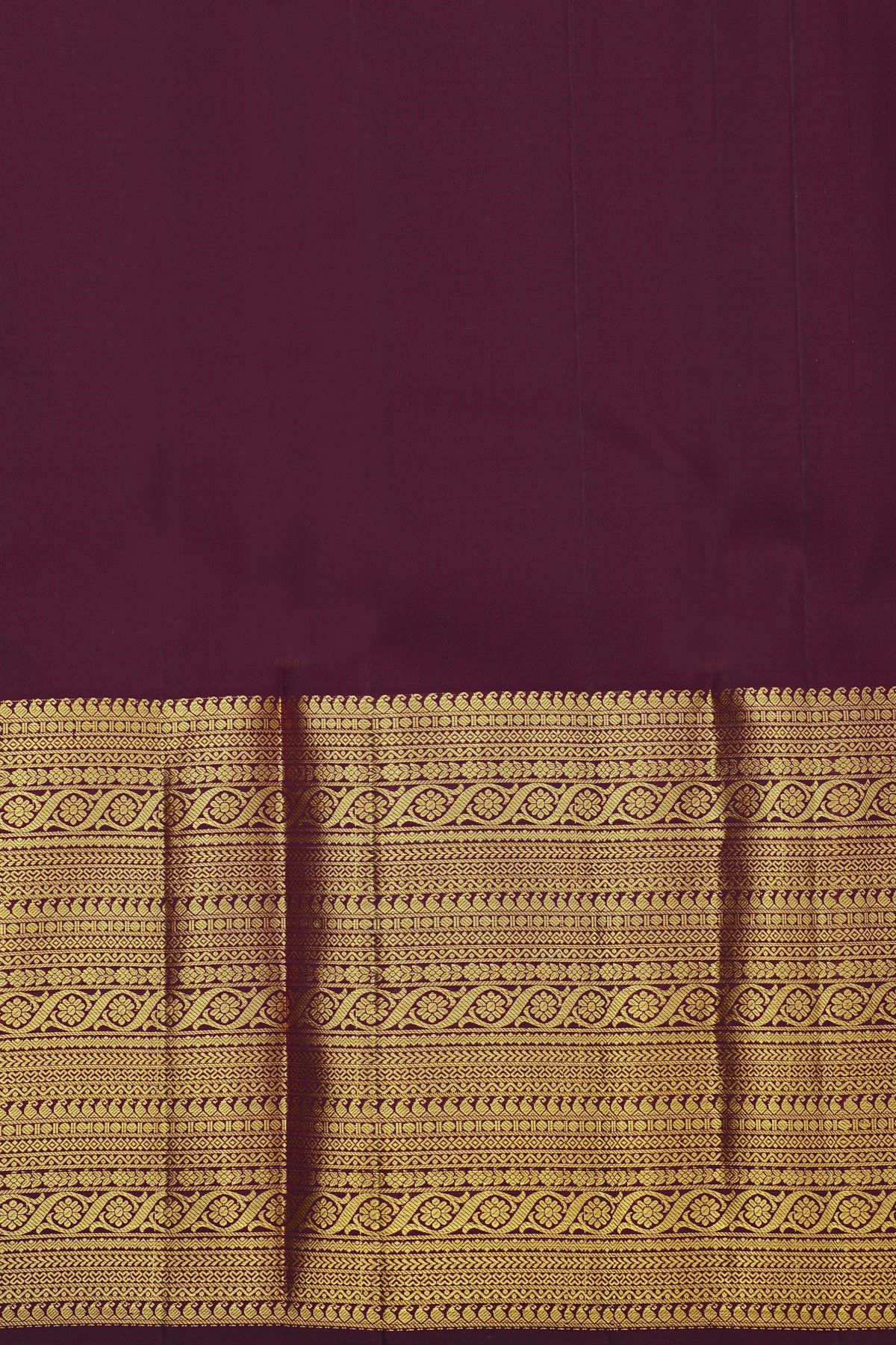 Kancheepuram Silk Wine Saree With Florals And Buttis Body And Self Border
