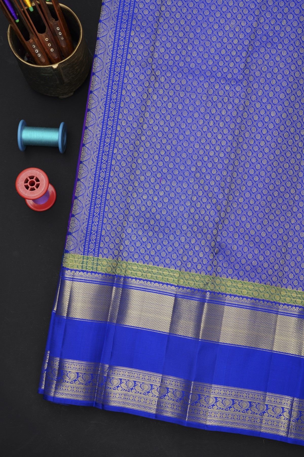 Kancheepuram Silk Purple Saree With Florals And Paisleys In Zari Body