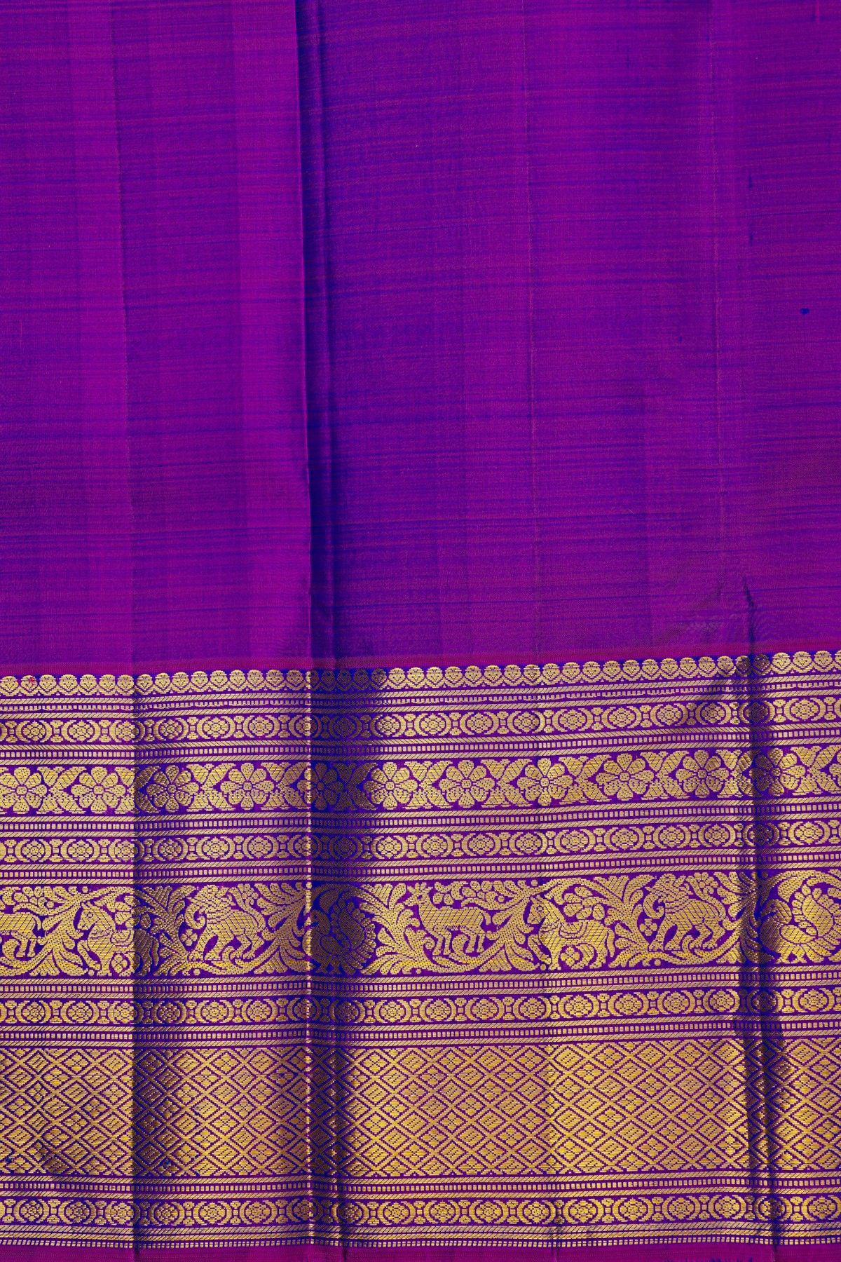 Kancheepuram Silk Blue Saree With Florals And Leaves In Zari Body