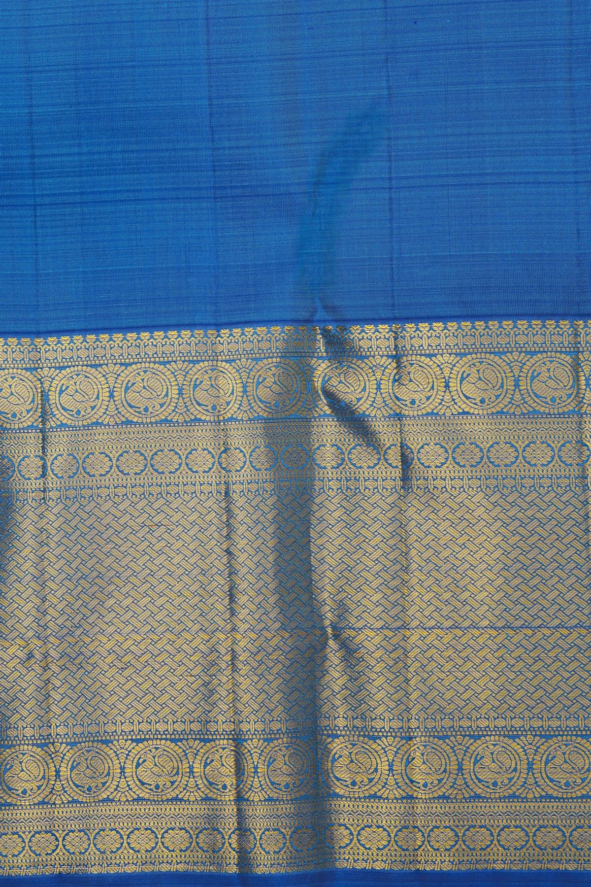 Kancheepuram Silk Sky Blue Saree With Florals And Leaves In Zari Body