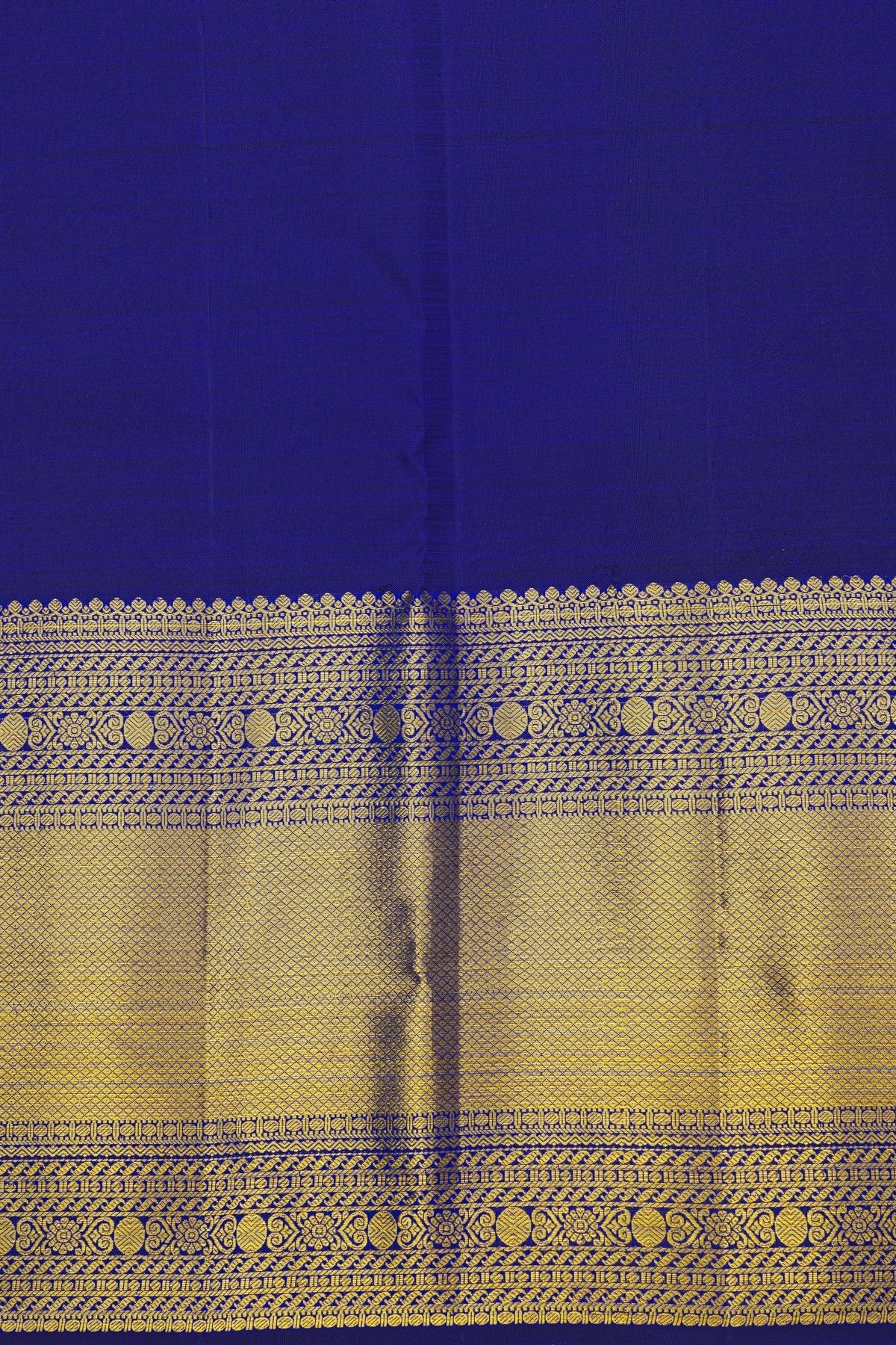 Kancheepuram Silk Blue Saree With Florals And Diamonds In Lines Border
