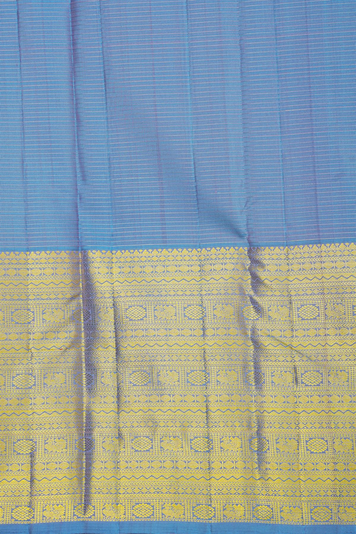 Kancheepuram Silk Lavender Saree With Florals In Zari Checks Body