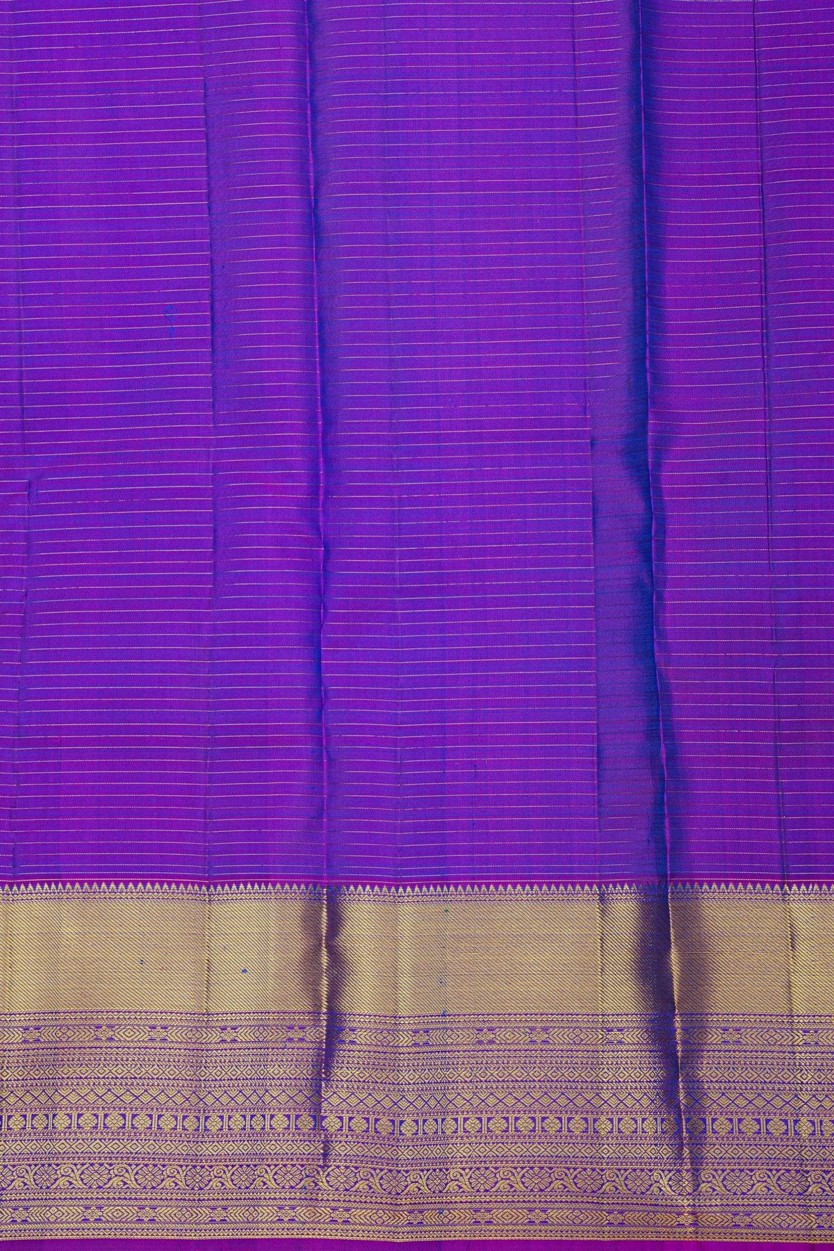 Kancheepuram Silk Royal Blue Saree With Checks And Floral Buttis Body