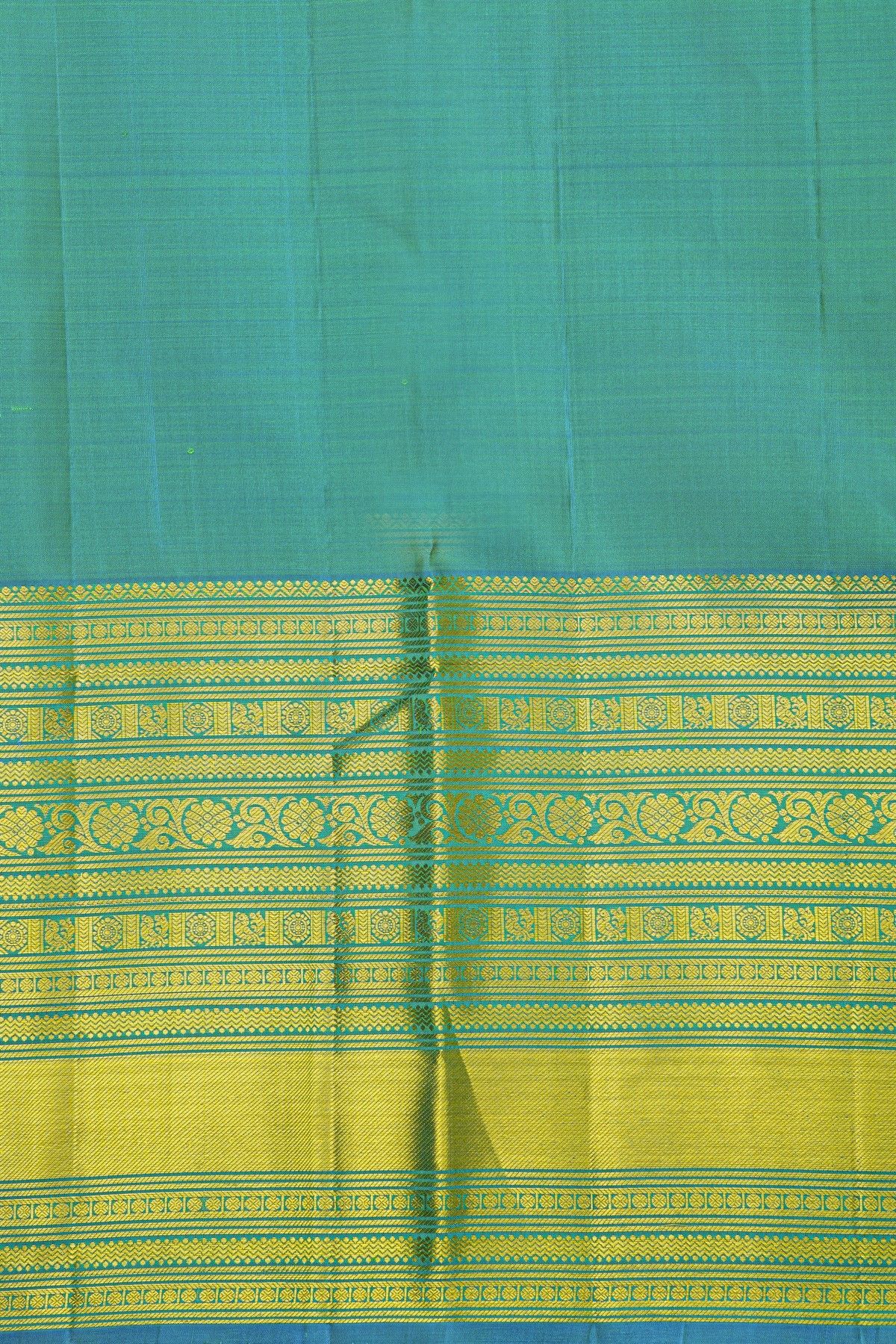 Kancheepuram Silk Lime Green Saree With Mango Paisley Buttis Body