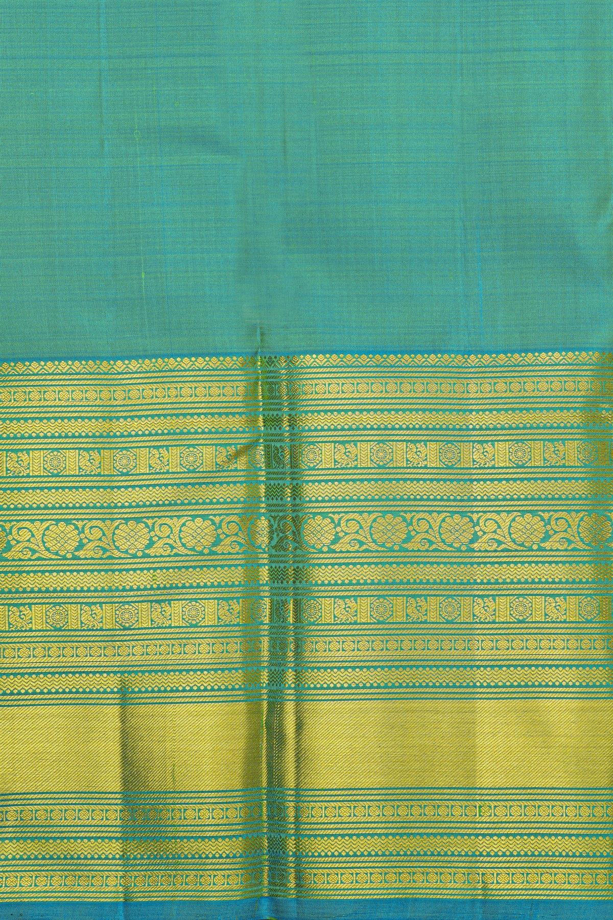 Kancheepuram Silk Green Saree With Florals And Paisleys In Zari Body