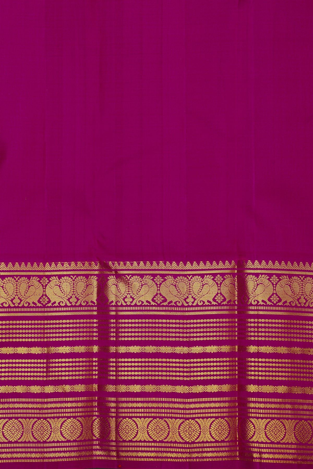 Kancheepuram Silk Orange Saree With Florals And Peacocks Buttis Border