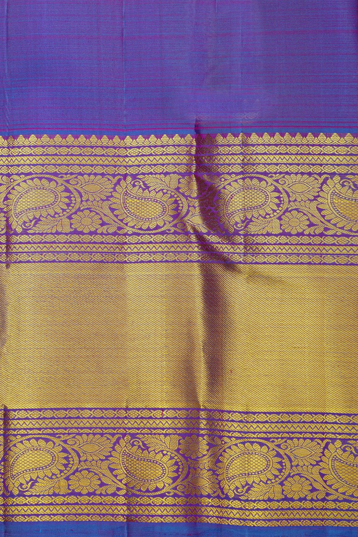 Kancheepuram Silk Rani Pink Saree With Florals And Paisleys Border