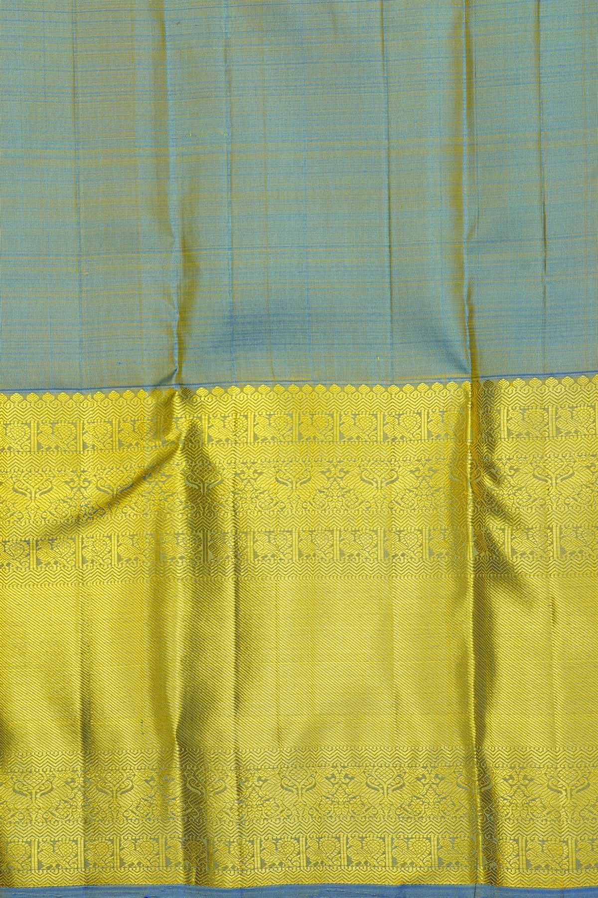 Kancheepuram Silk Mehendi Green Saree With Florals And Leaves In Zari Body