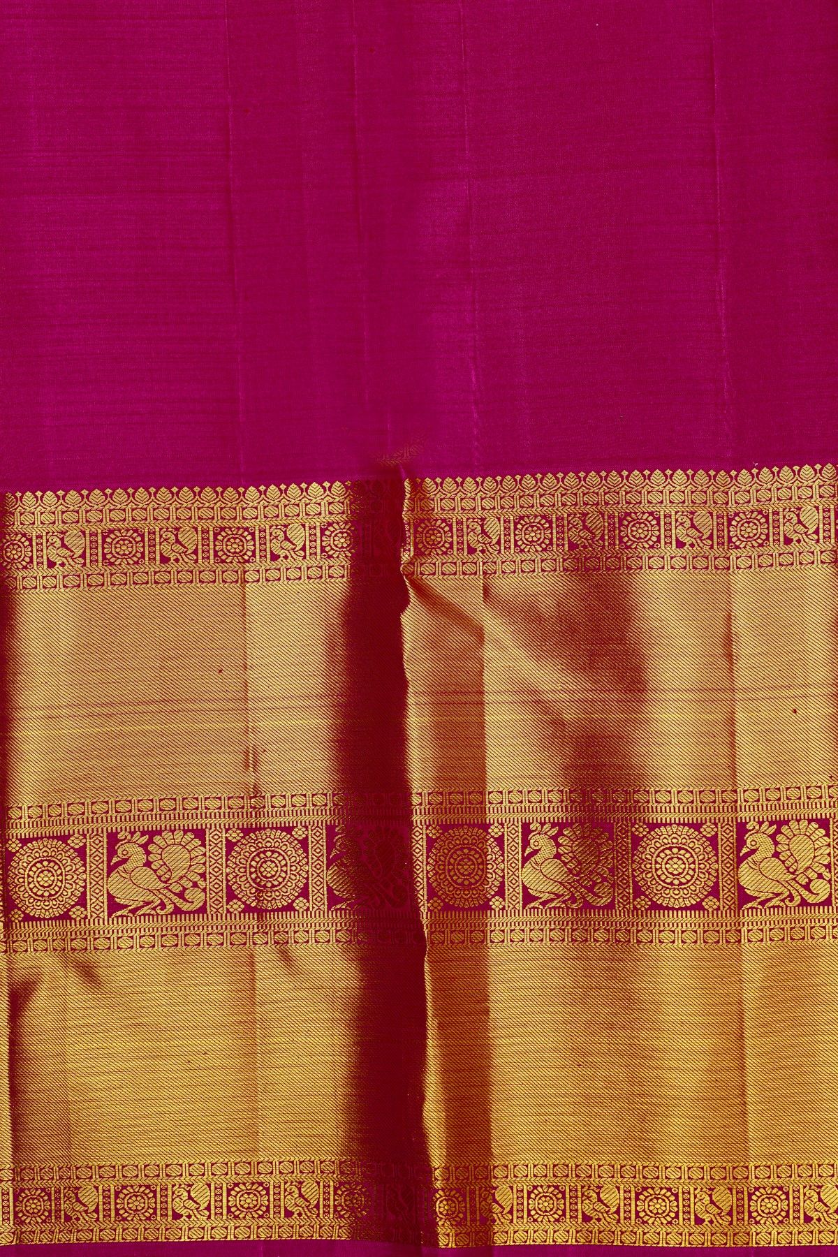 Kancheepuram Silk Mustard Yellow Saree With Florals Leaves And Peacocks In Zari Body