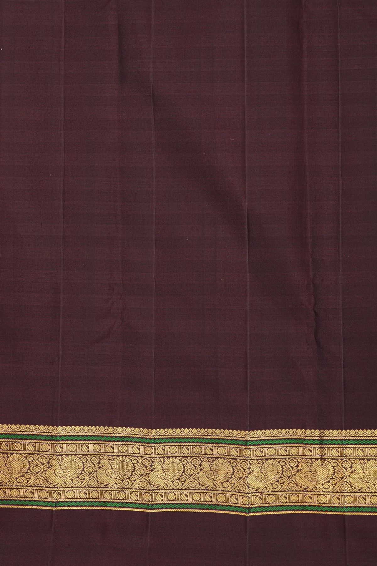 Kancheepuram Silk Brown Saree With Floral And Peacock Buttis Body