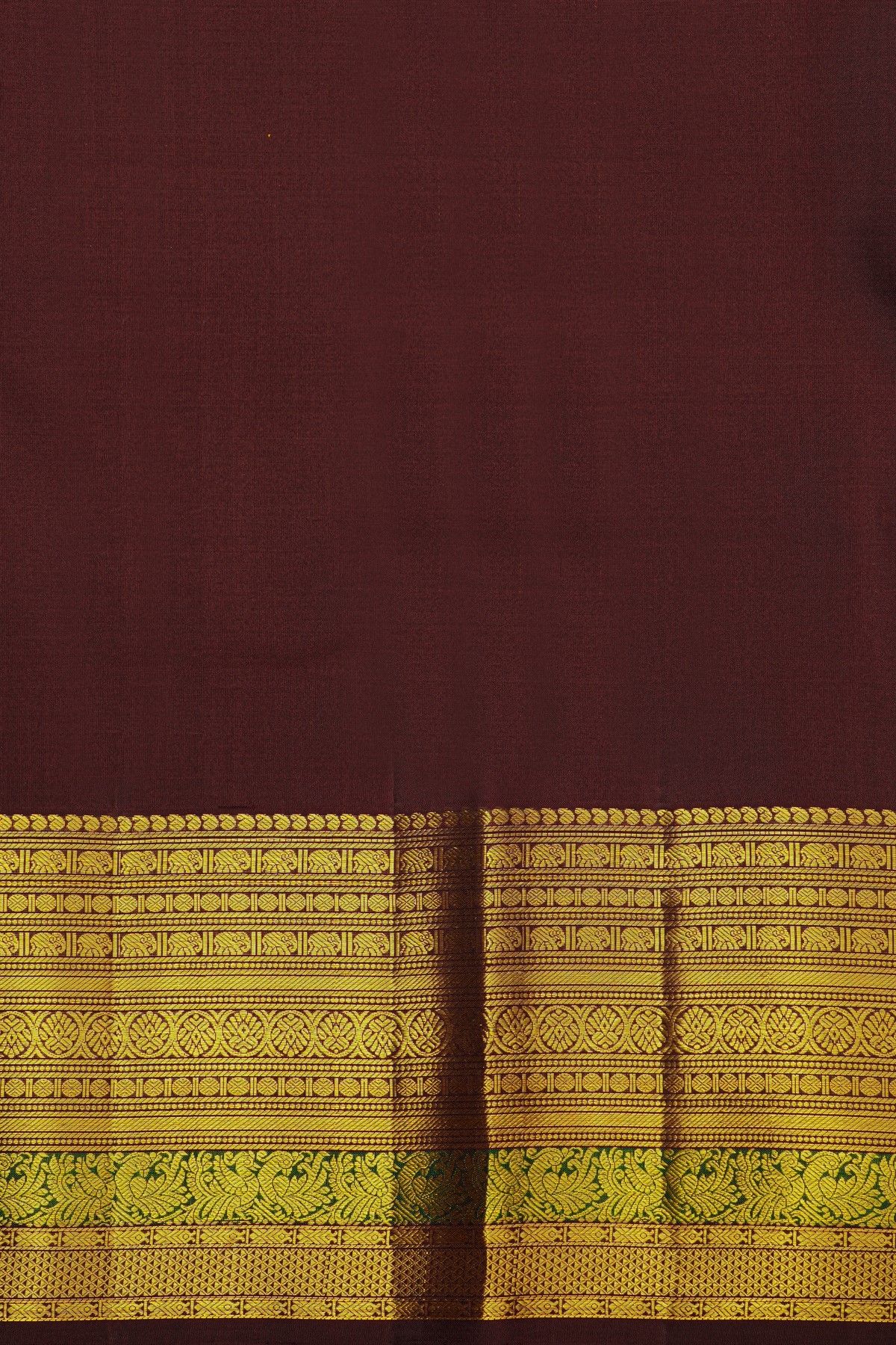 Kancheepuram Silk Mustard Yellow Saree With Peacock Buttis Body