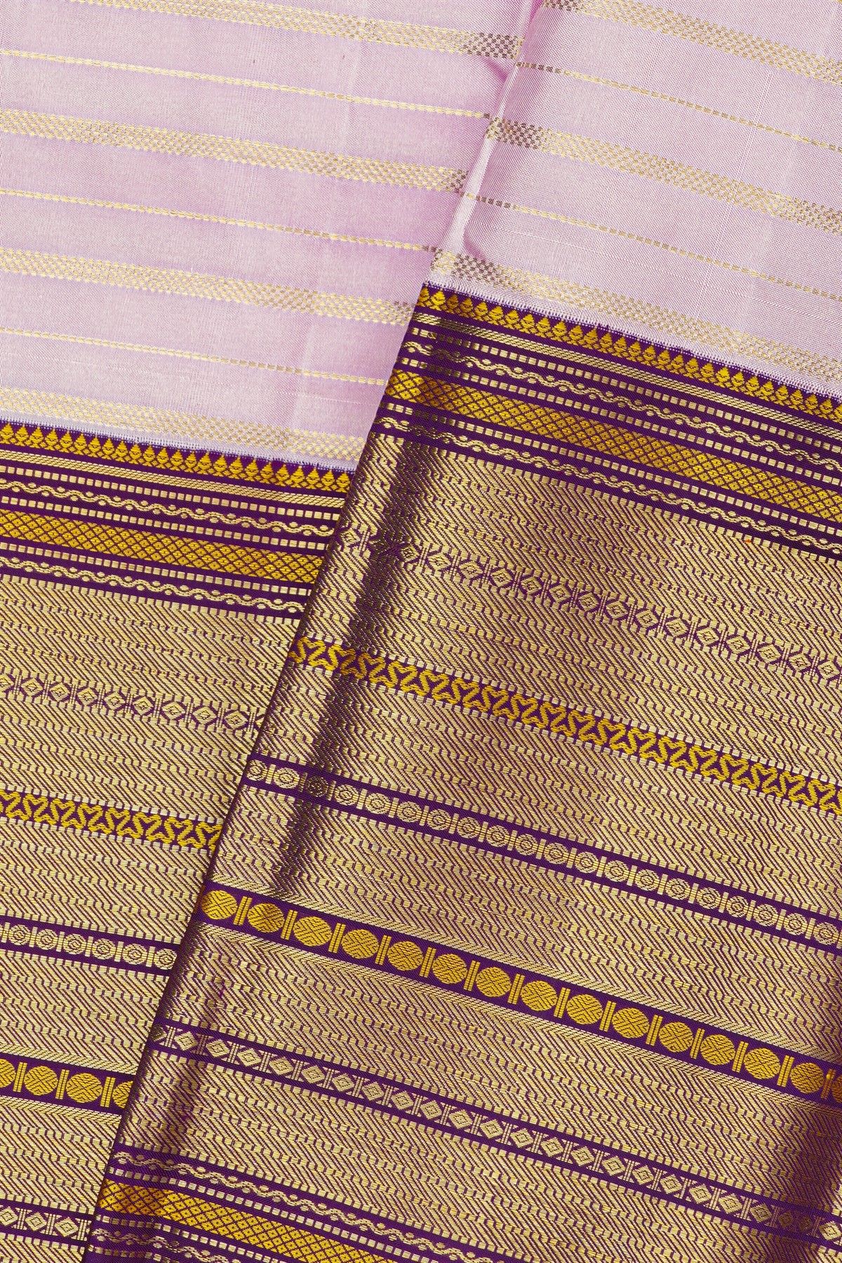 Kancheepuram Silk Light Purple Saree With Rudraksha Buttis And Diamond Border
