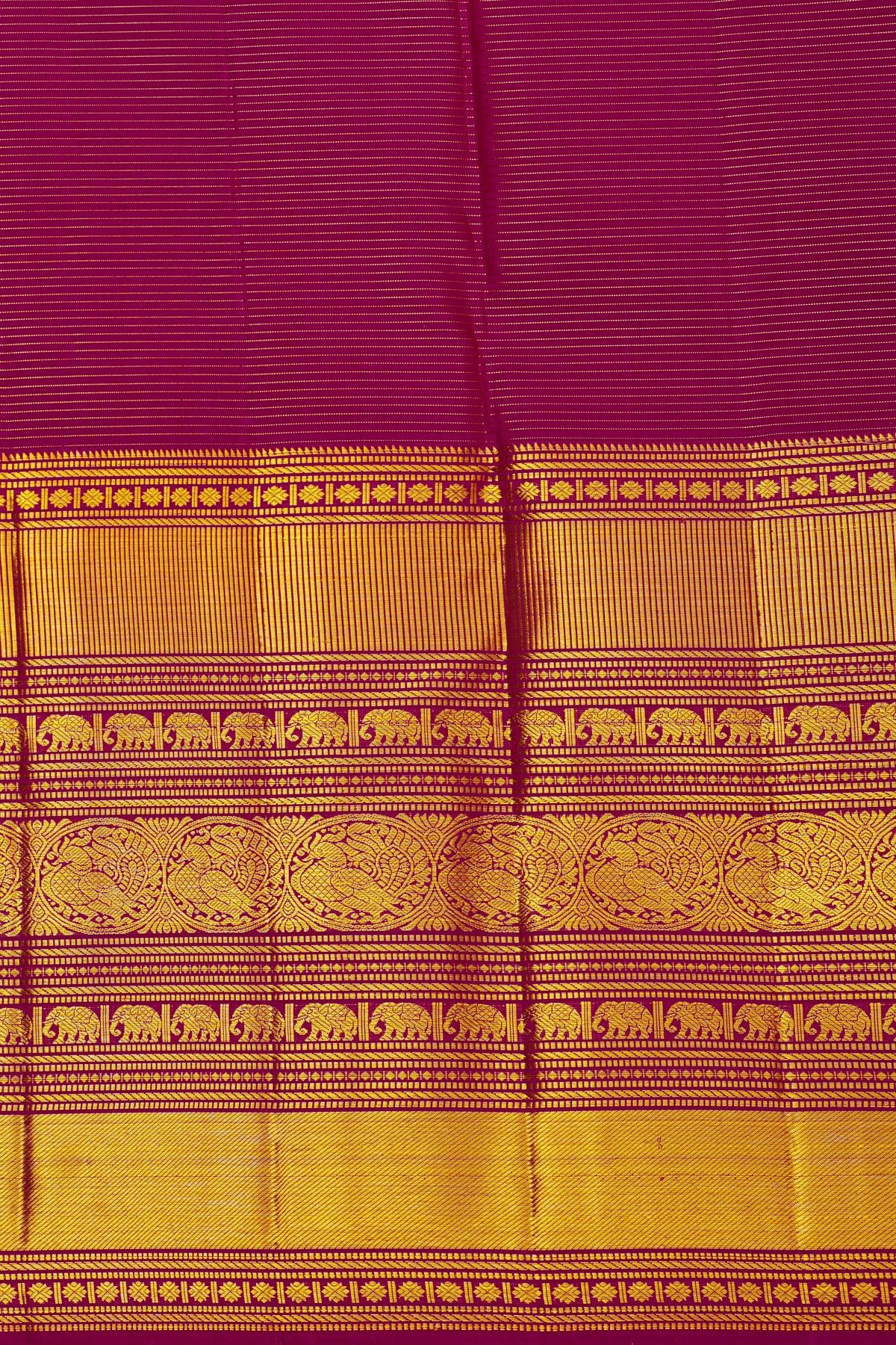 Kancheepuram Silk Rani Pink Saree With Zari Checks And Diamond Buttis Body