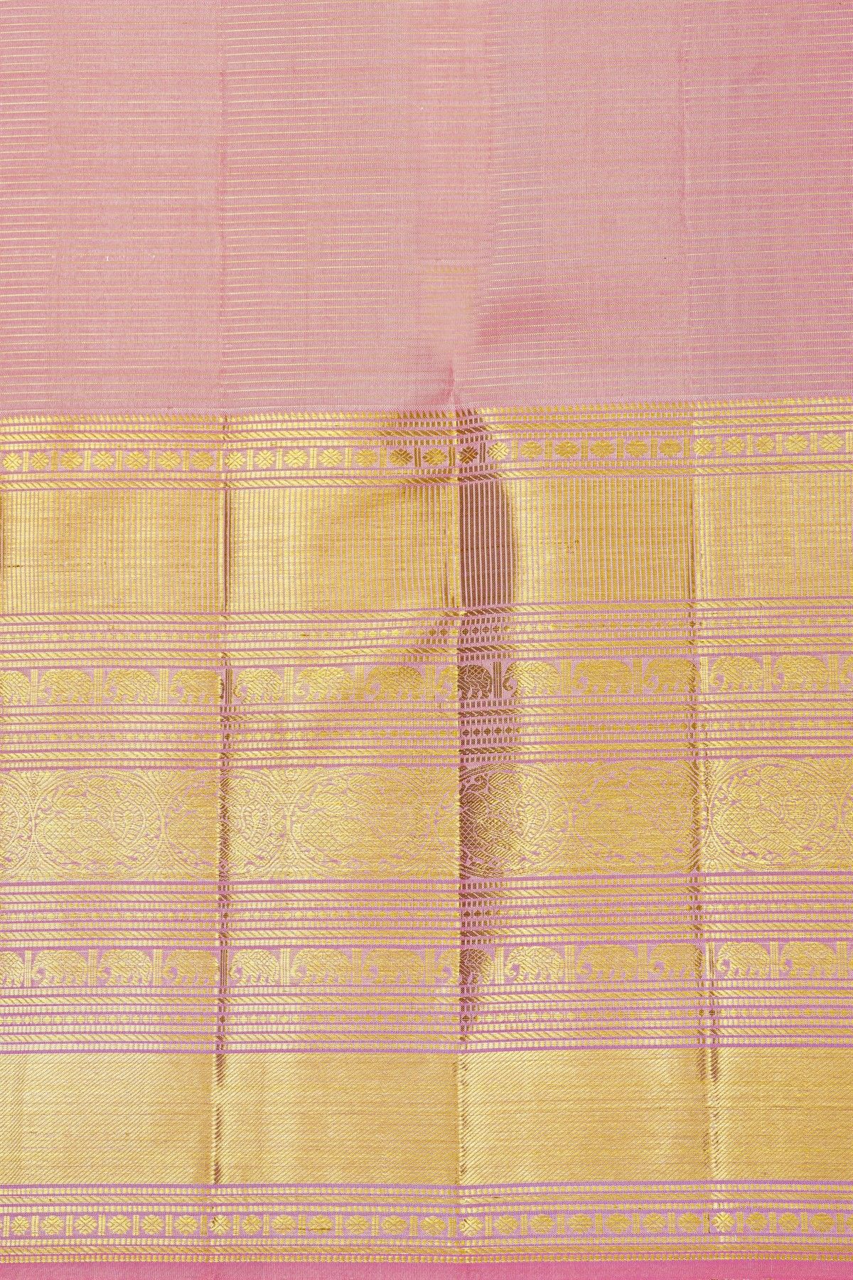 Kancheepuram Silk Baby Pink Saree With Zari Checks And Buttis Body