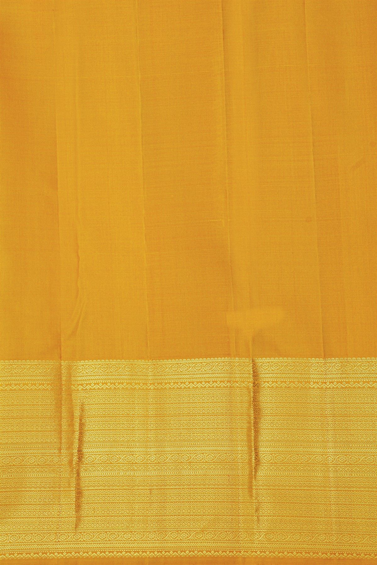 Kancheepuram Silk Mustard Saree With Florals And Peacocks Buttis Body