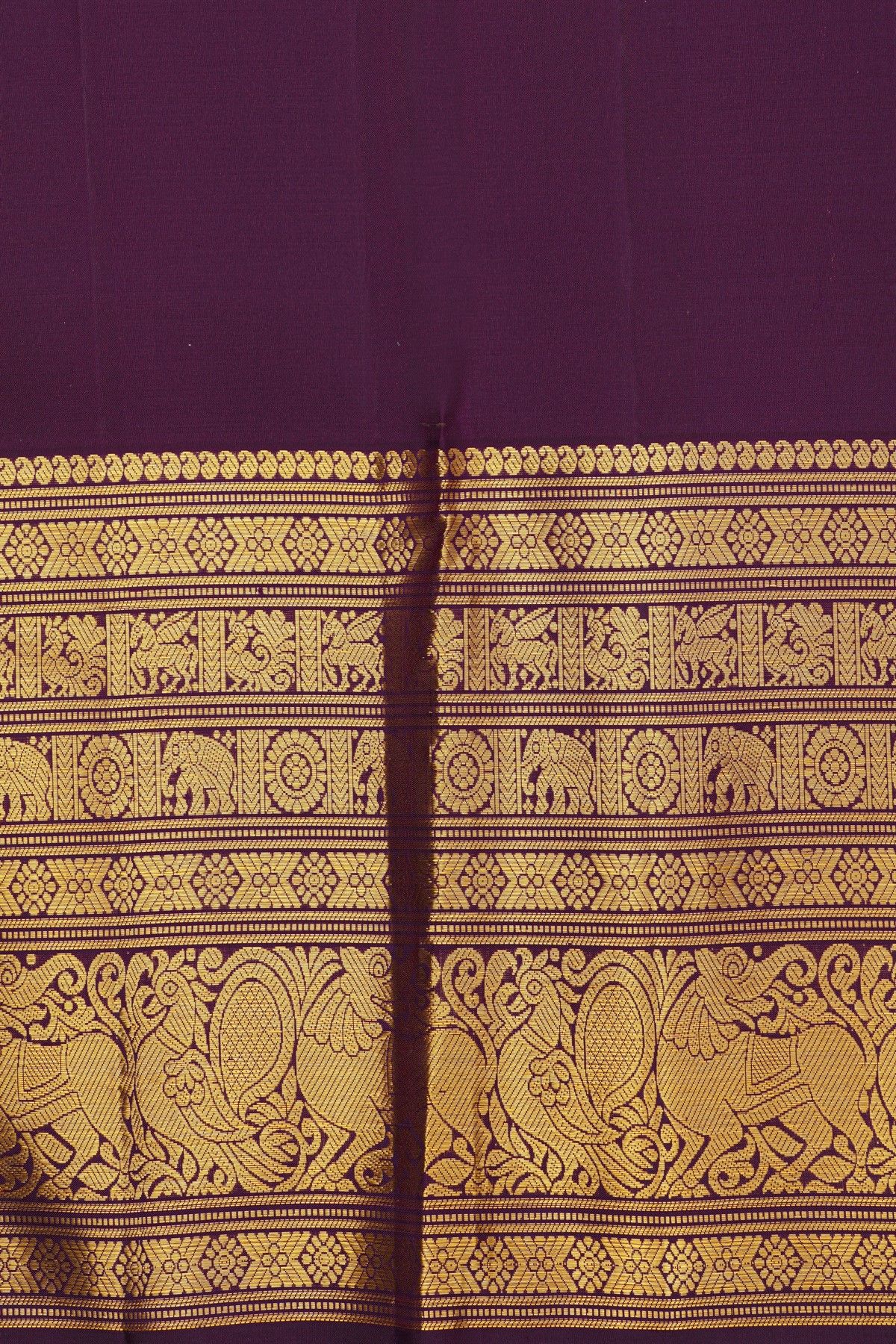 Kancheepuram Silk Purple Saree With Peacock And Yalli Body