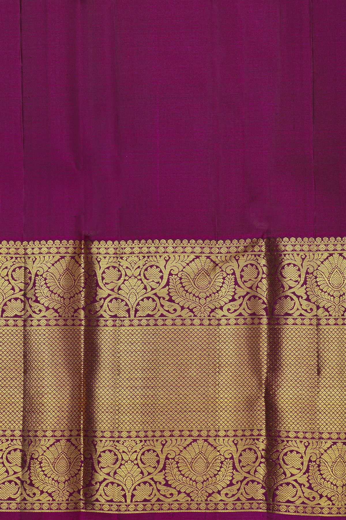 Kancheepuram Silk Bottle Green Saree With Florals And Buttis Body