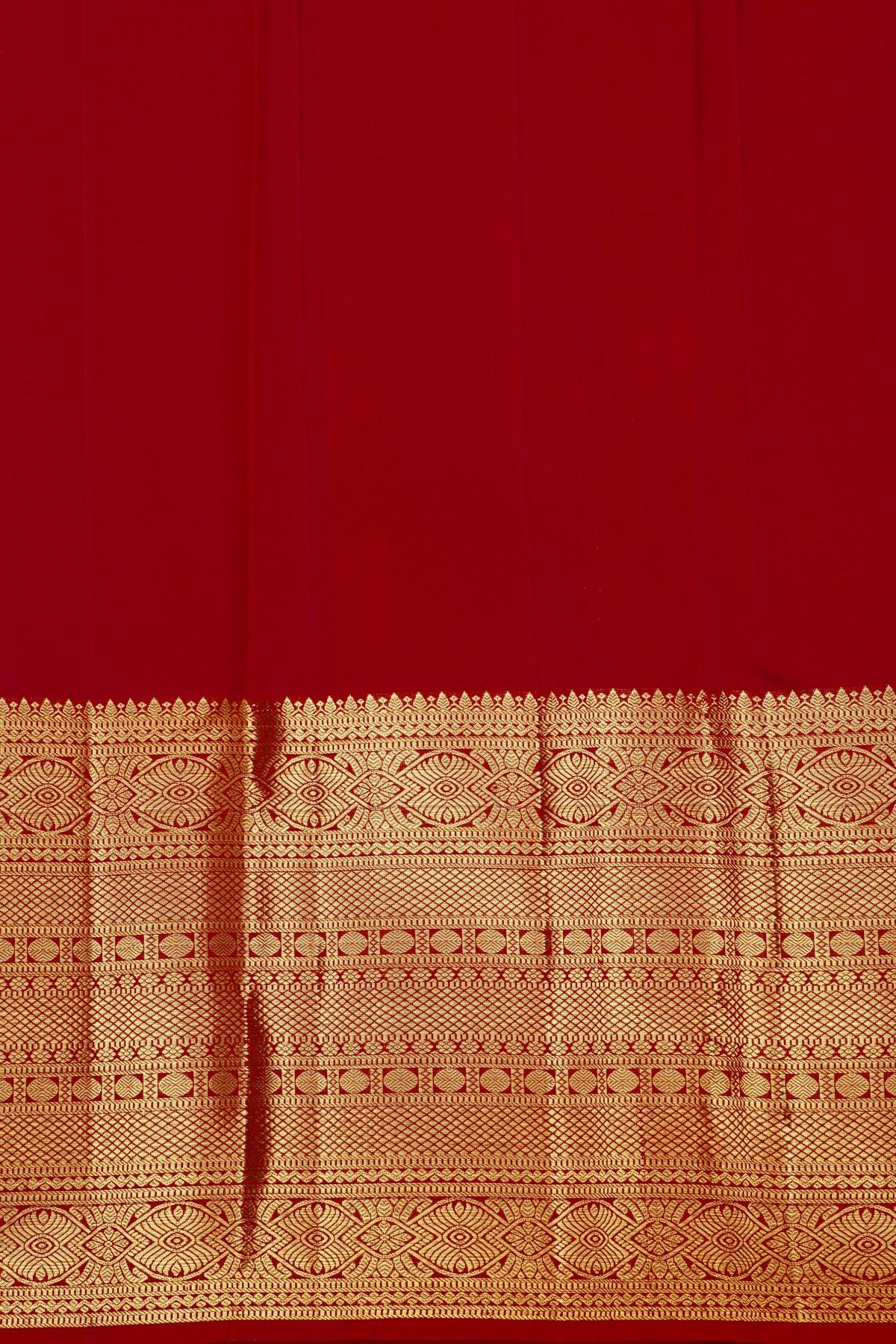 Kancheepuram Silk Red Saree With Florals And Birds In Buttis Body