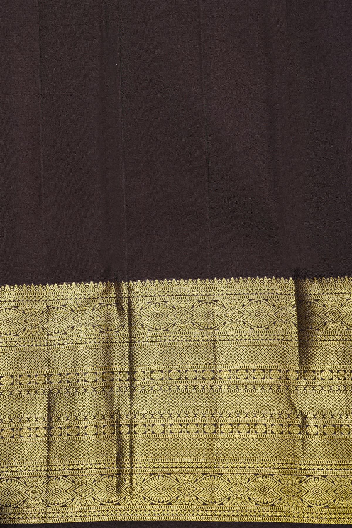 Kancheepuram Silk Black Saree With Florals And Birds In Buttis Body And Self Border