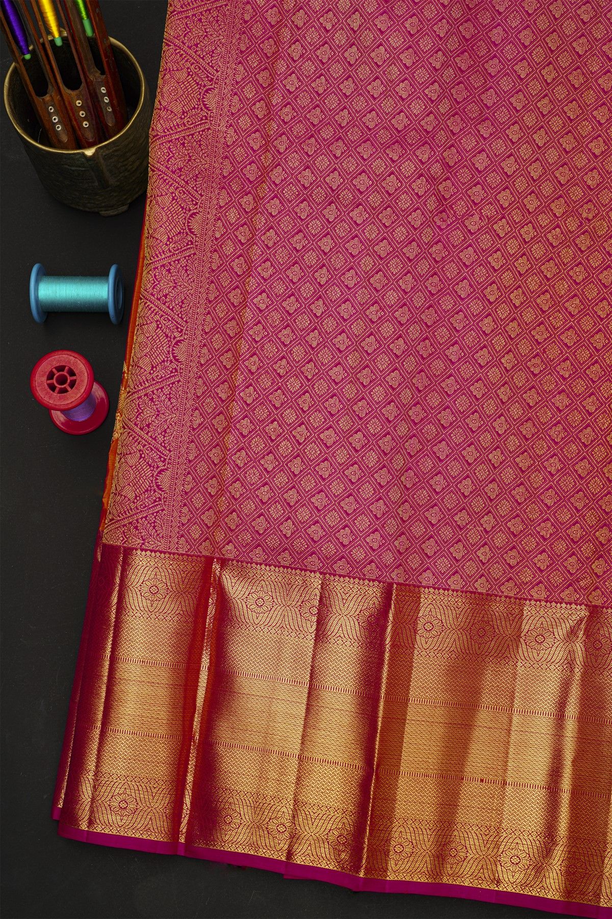 Kancheepuram Silk Mustard Yellow Saree With Gandaberunda Buttis And Bird Body