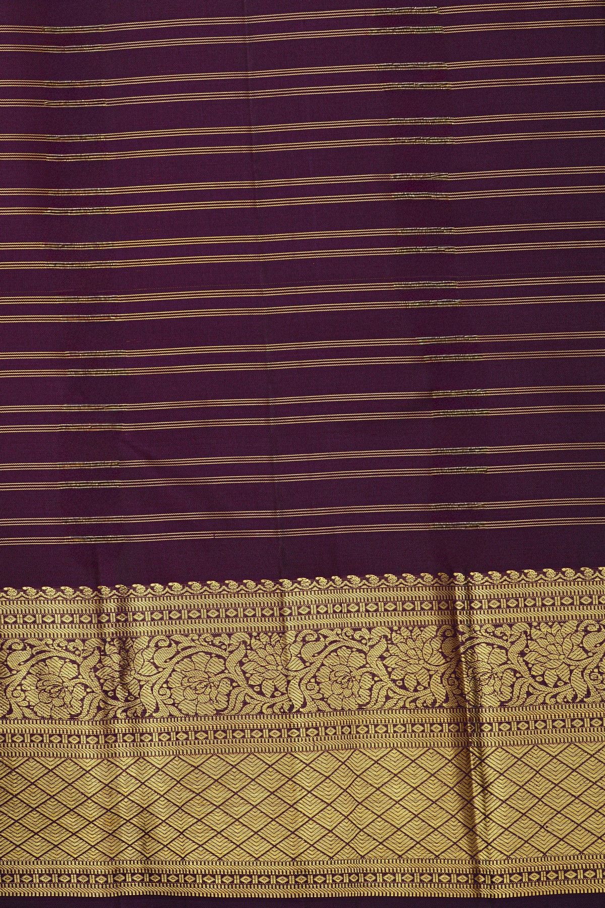 Kancheepuram Silk Dual Colour Saree With Florals And Peacock Buttis Body