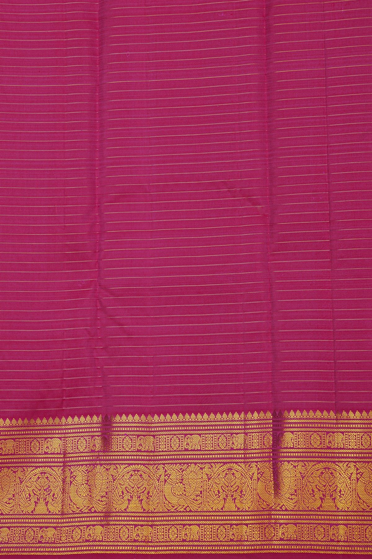 Kancheepuram Silk Magenta Saree With Florals And Peacocks In Checks Body