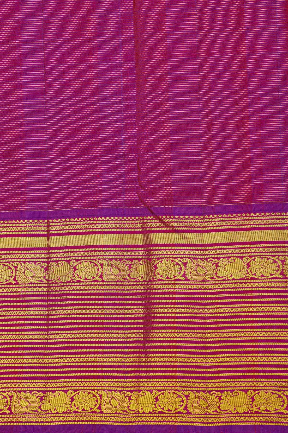 Kancheepuram Silk Blue Saree With Florals And Leaves Jaal Border