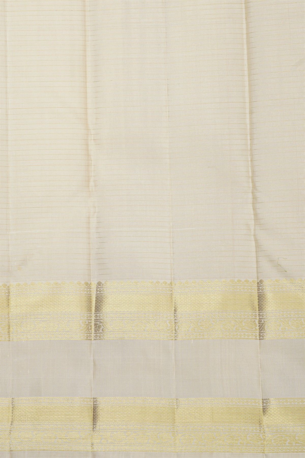 Kancheepuram Silk Off White Saree With Checks And Floral Buttis Body