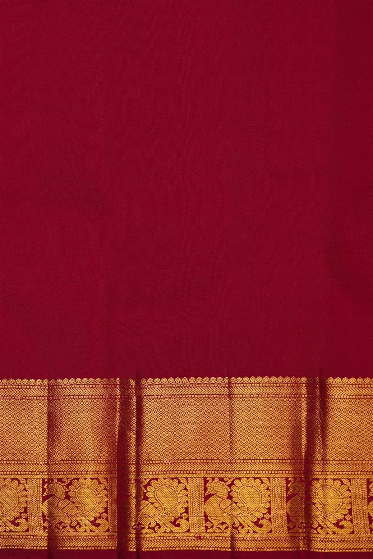 Kancheepuram Silk Maroon Saree With Zari Diamonds And Peacock Border