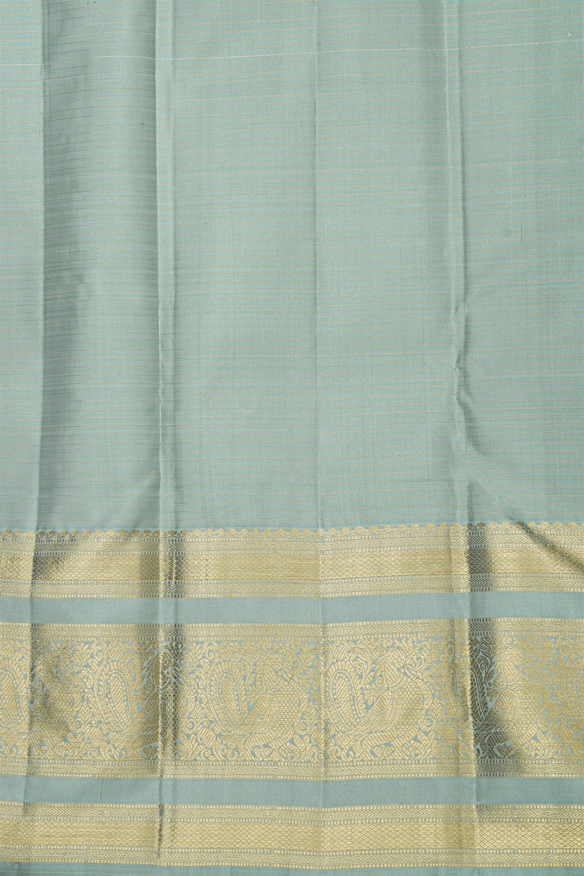 Kancheepuram Silk Ice Blue Saree With Checks And Floral Buttis Body