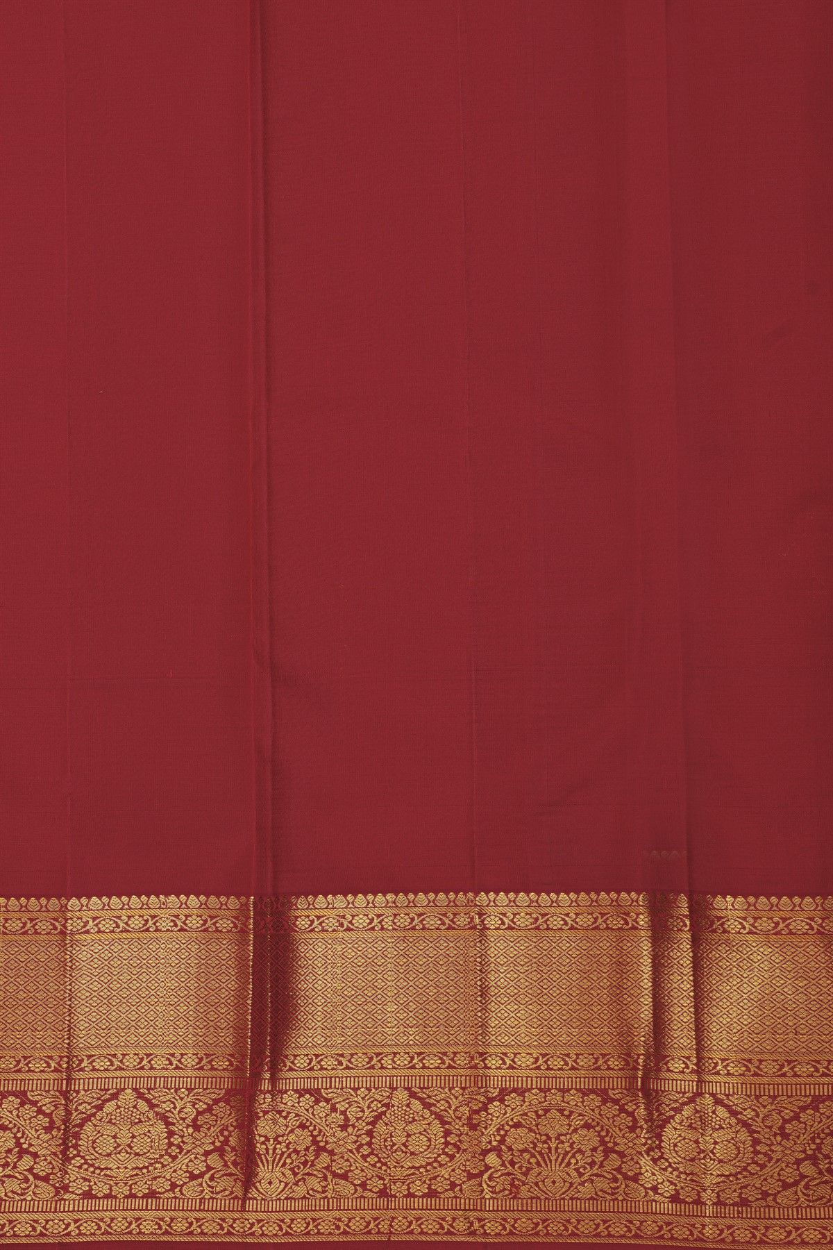 Kancheepuram Silk Red Saree With Checks And Zari Buttis Body