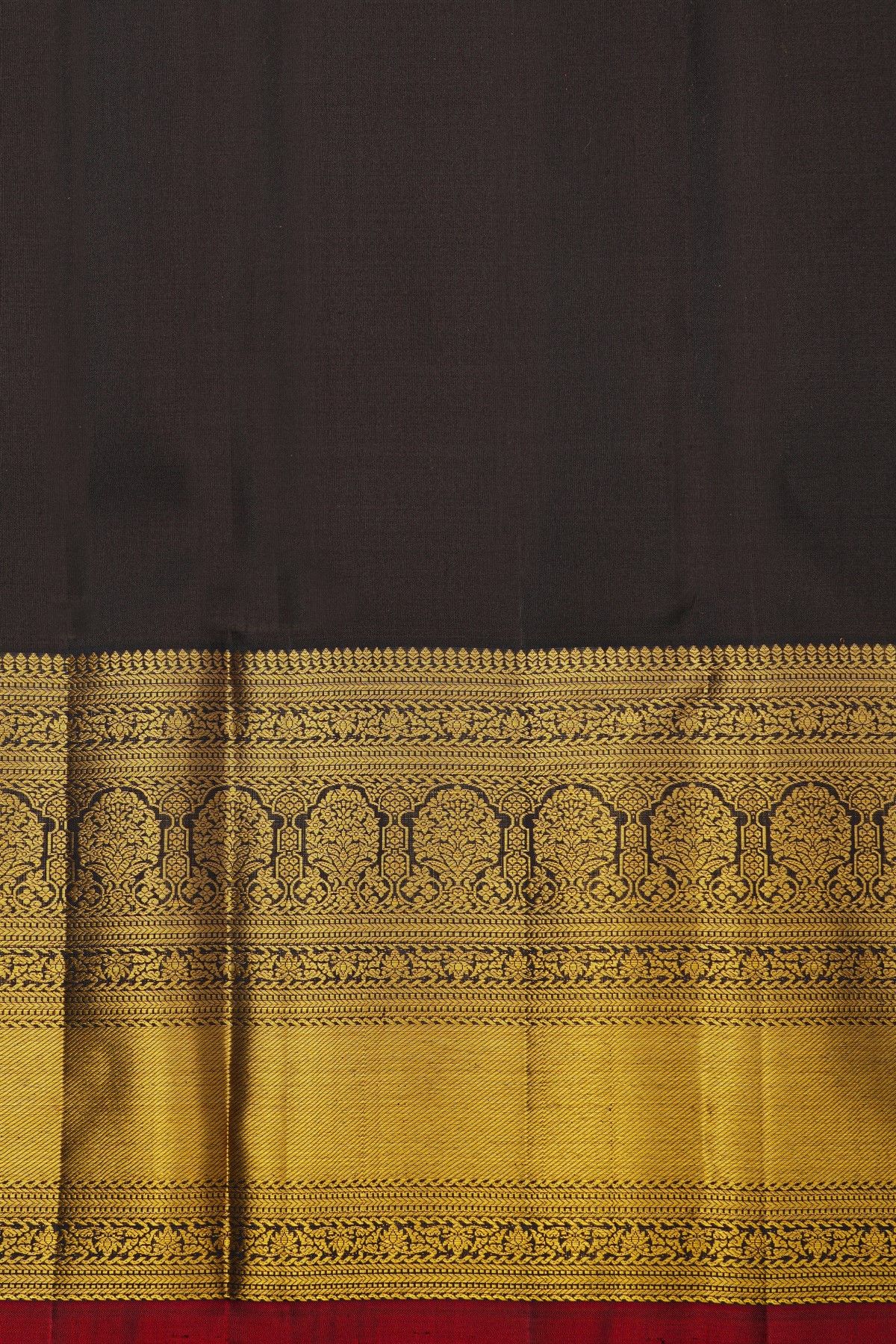Kancheepuram Silk Black Saree With Florals And Buttis Body