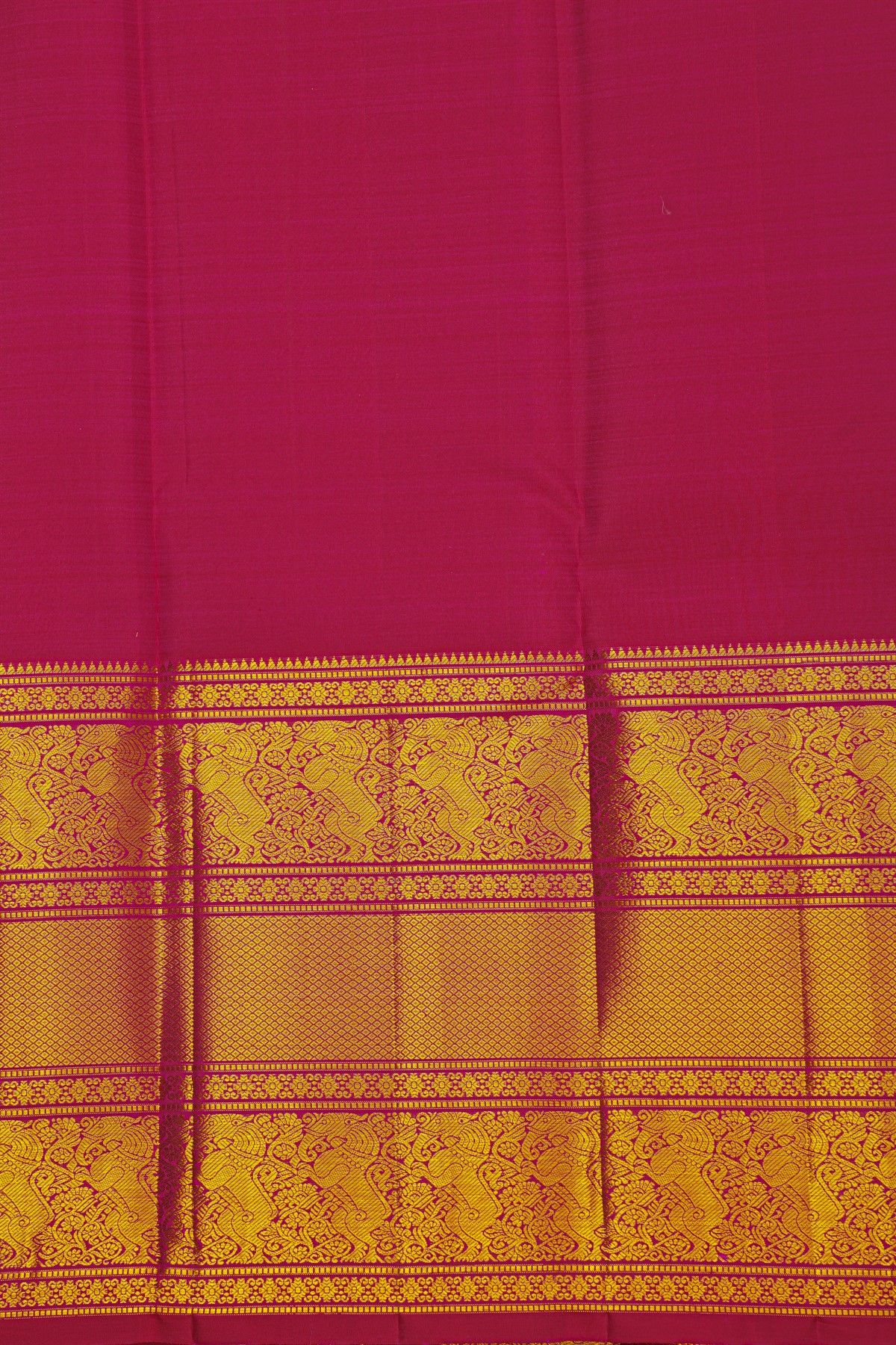 Kancheepuram Silk Reddish Pink Saree With Gandaberunda Buttis Body
