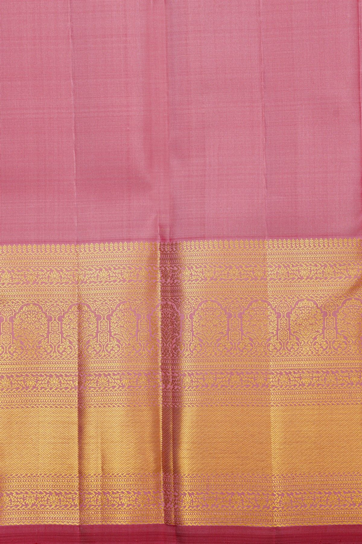 Kancheepuram Silk Baby Pink Saree With Florals And Buttis Body