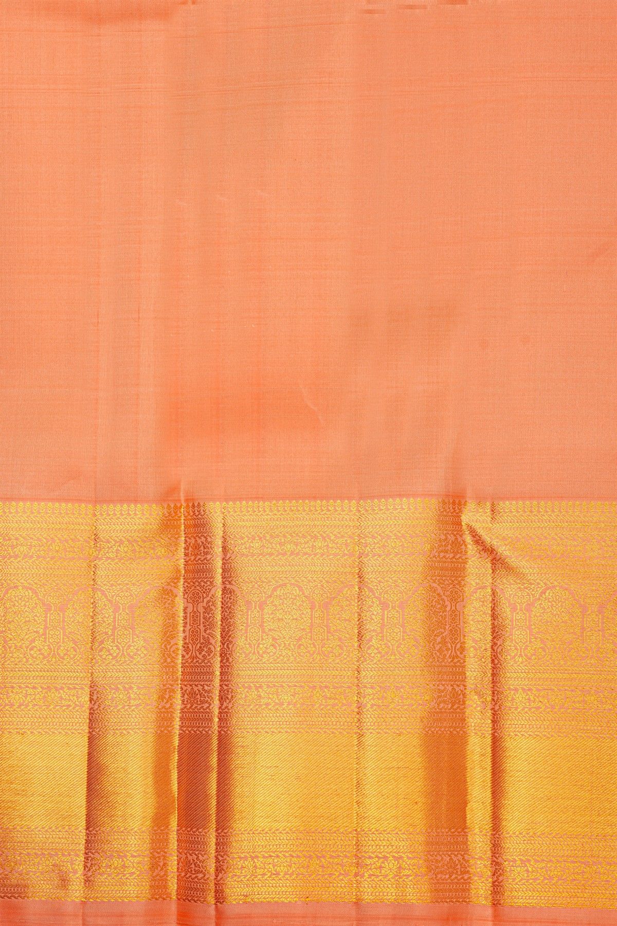 Kancheepuram Silk Peach Saree With Florals And Buttis Body