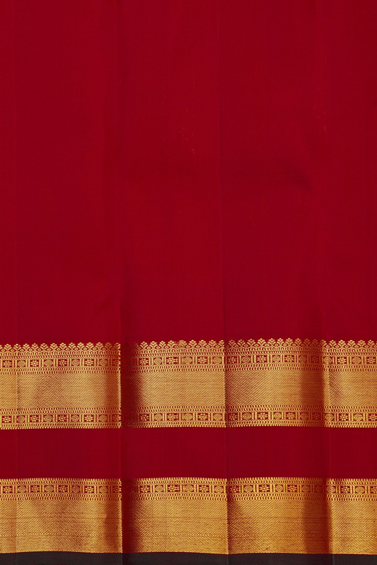 Kancheepuram Silk Red Saree With Florals And Peacock Buttis Body