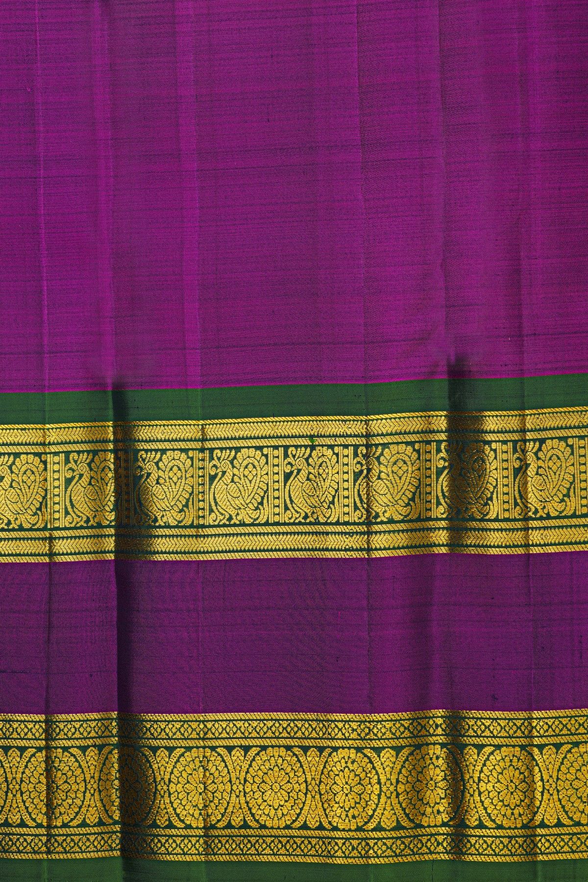 Kancheepuram Silk Navy Blue Saree With Zari Lines Body And Gap Border