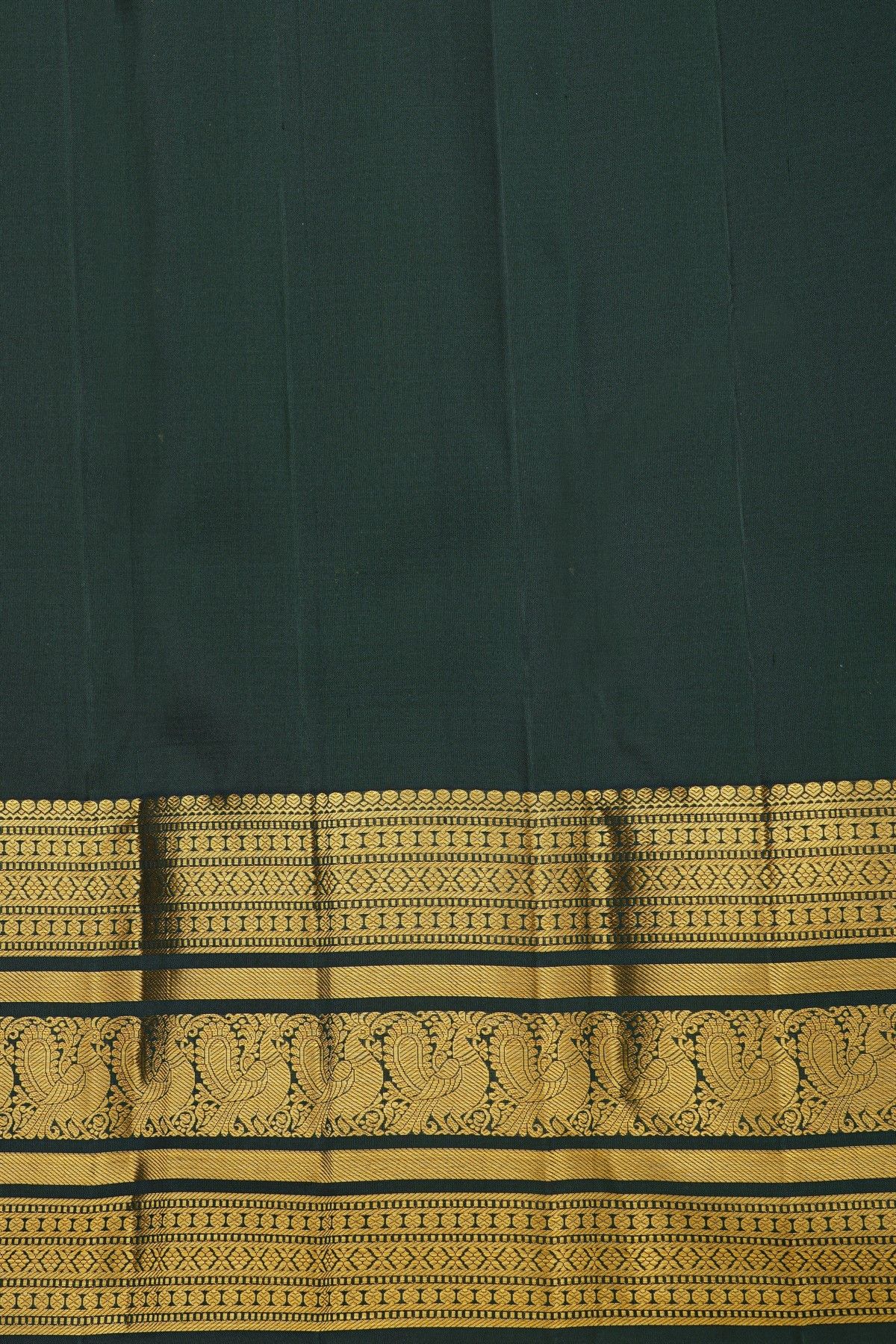 Kancheepuram Silk Light Green Saree With Florals And Peacocks Border