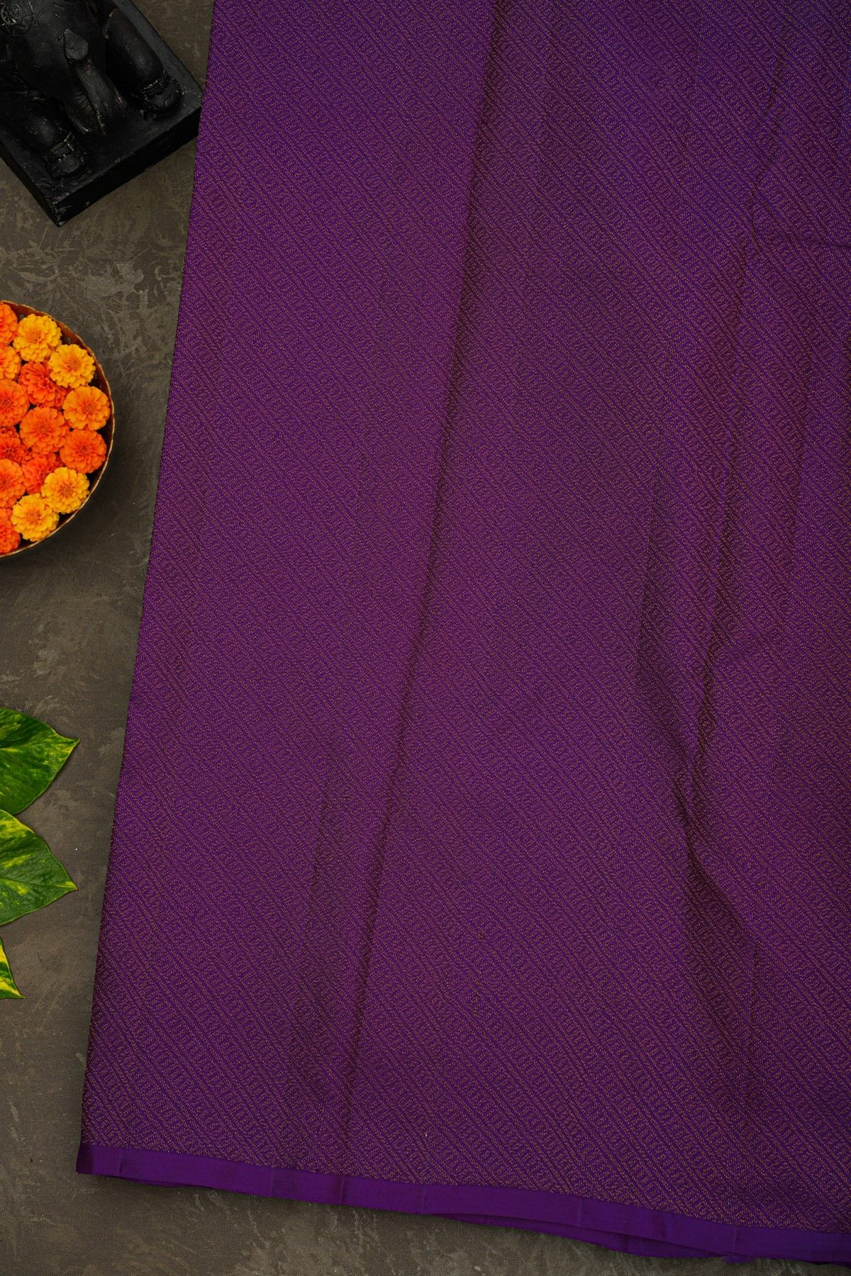Kancheepuram Silk Violet Saree With Geometric Buttis Body