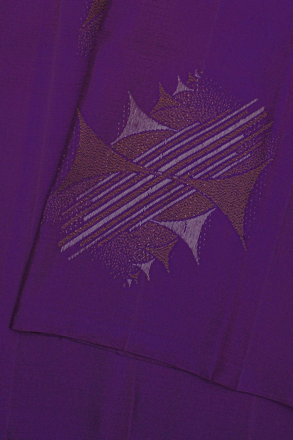 Kancheepuram Silk Violet Saree With Geometric Buttis Body