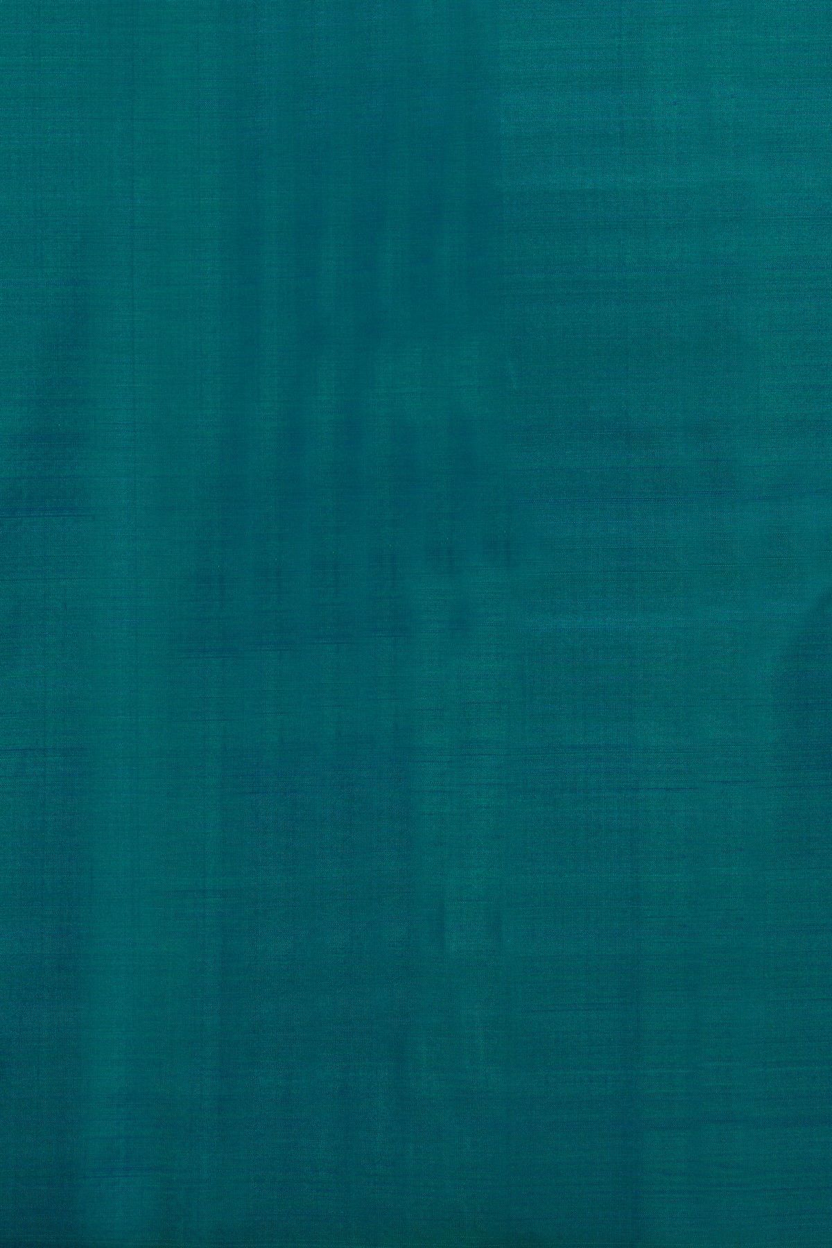 Kancheepuram Silk Peacock Blue Saree With Florals And Geometric Buttis Body