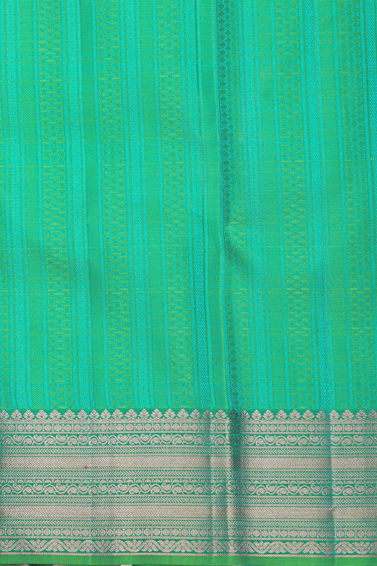 Kancheepuram Silk Mint Green Saree With Florals And Paisleys In Jaal Border