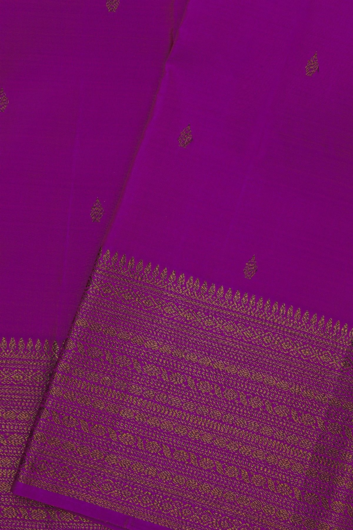 Kancheepuram Silk Purple Saree With Florals And Buttis Body
